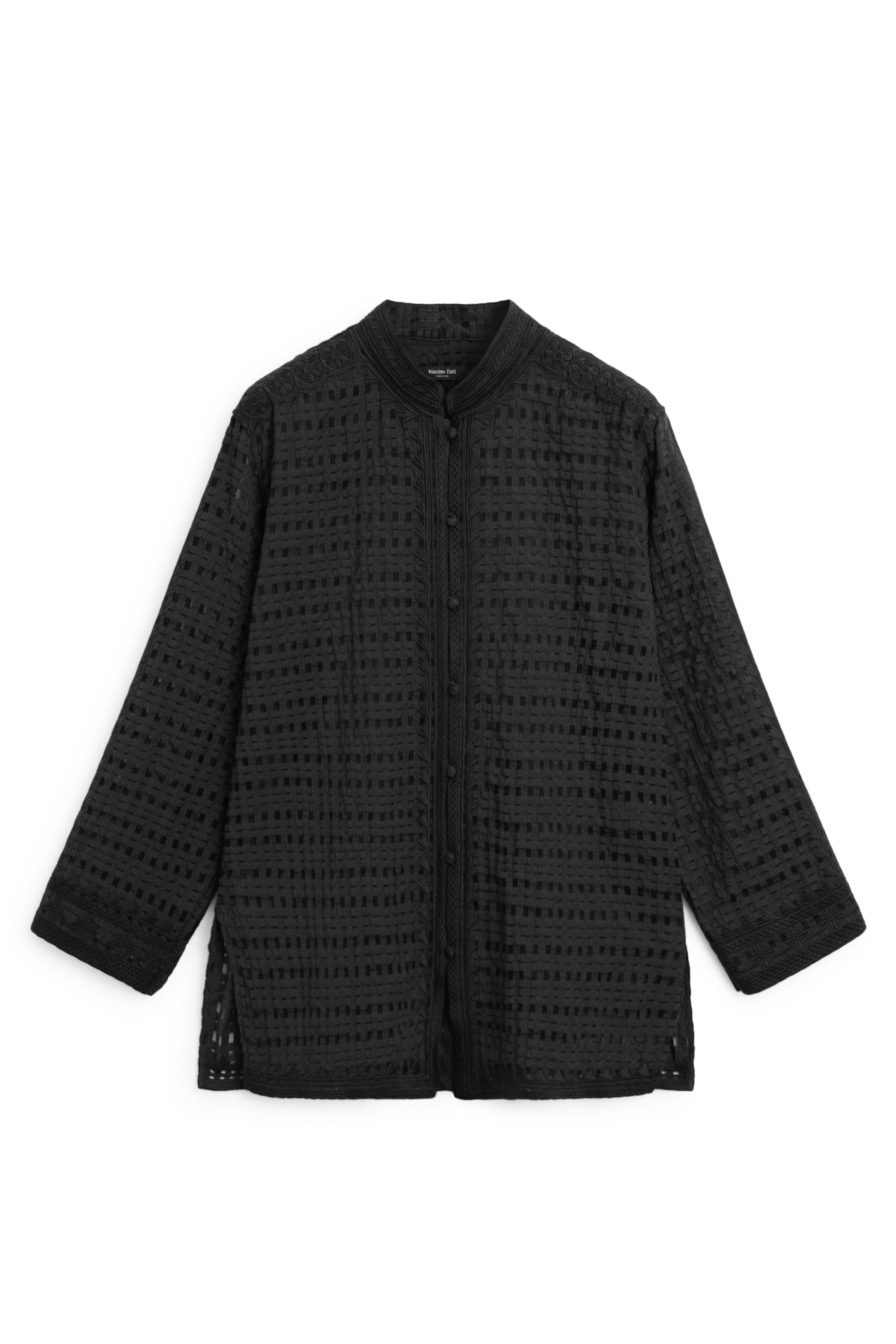 Flowing embroidered shirt — BLACK
