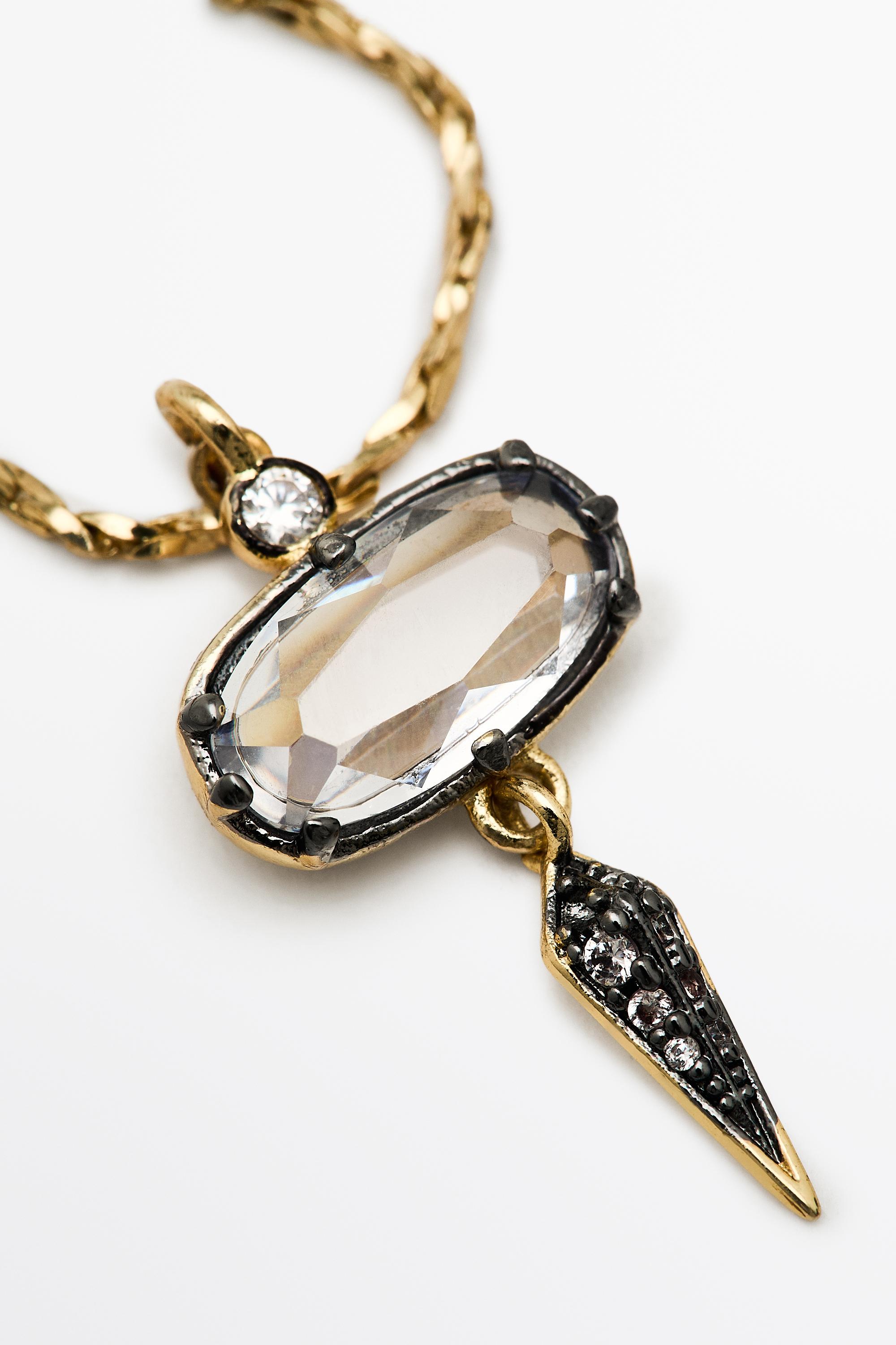 Намисто з кристалом у вінтажному стилі · Золотистий · Jewelry