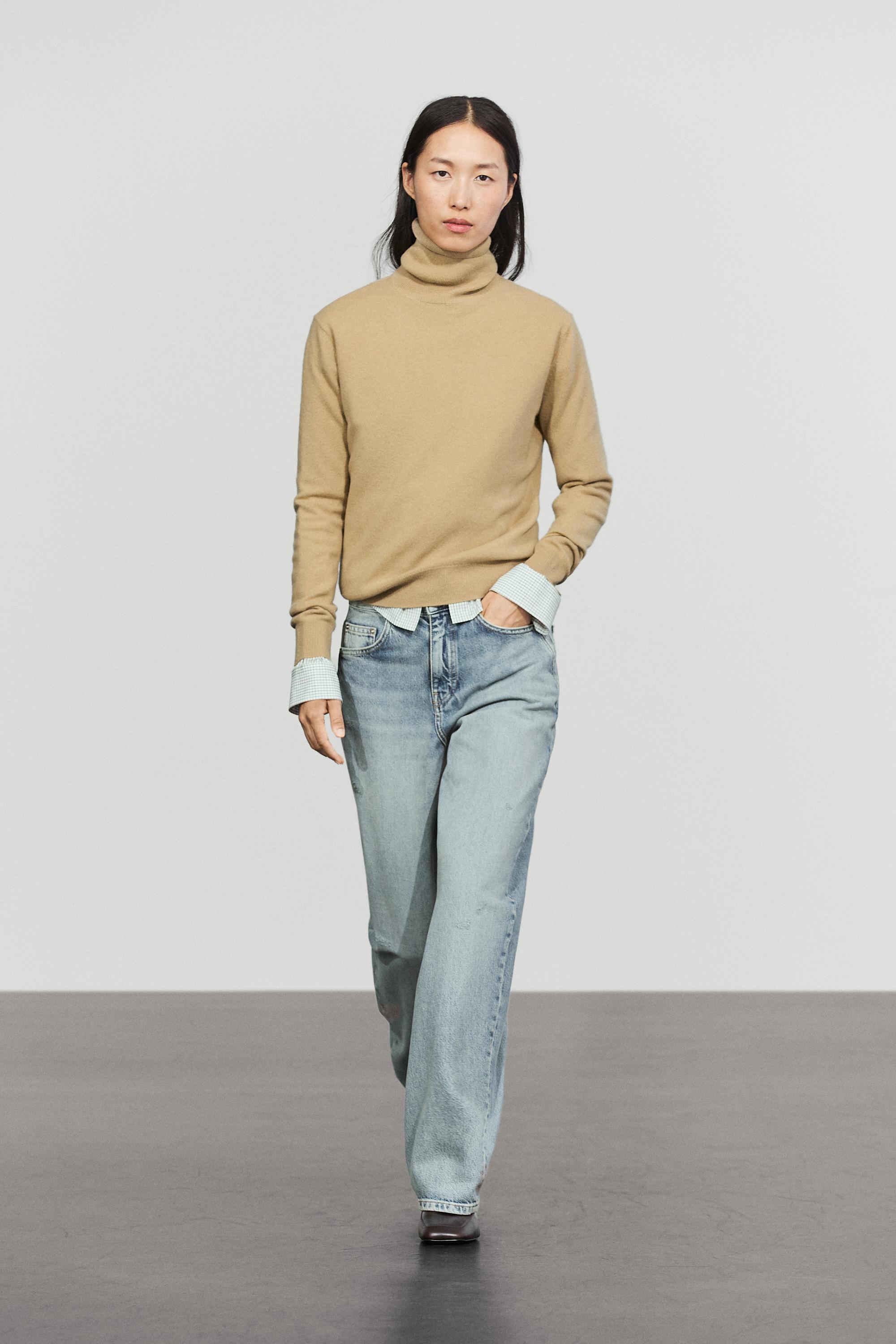 Wool-blend knit turtleneck sweater