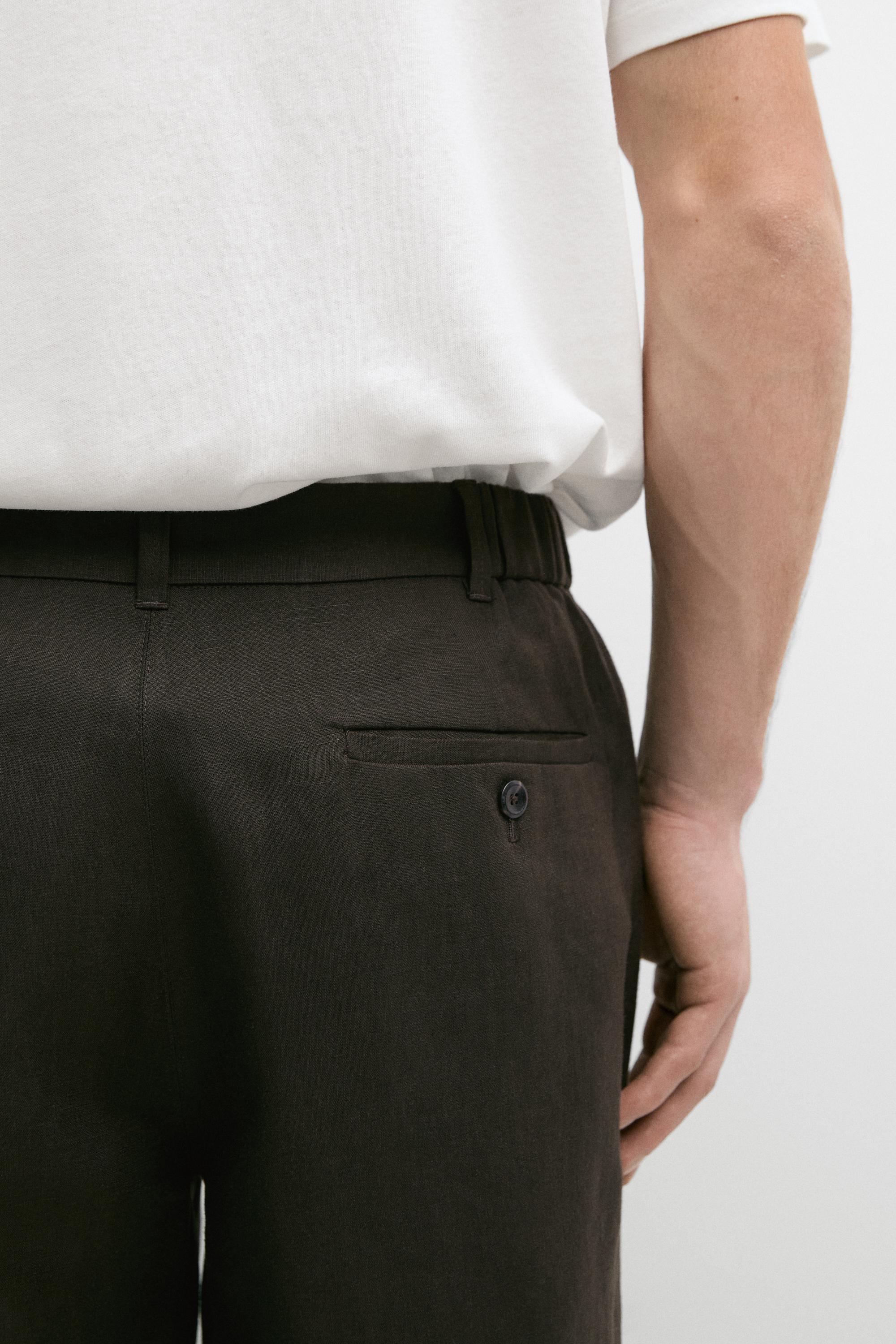 Tapered fit linen pants — GREEN