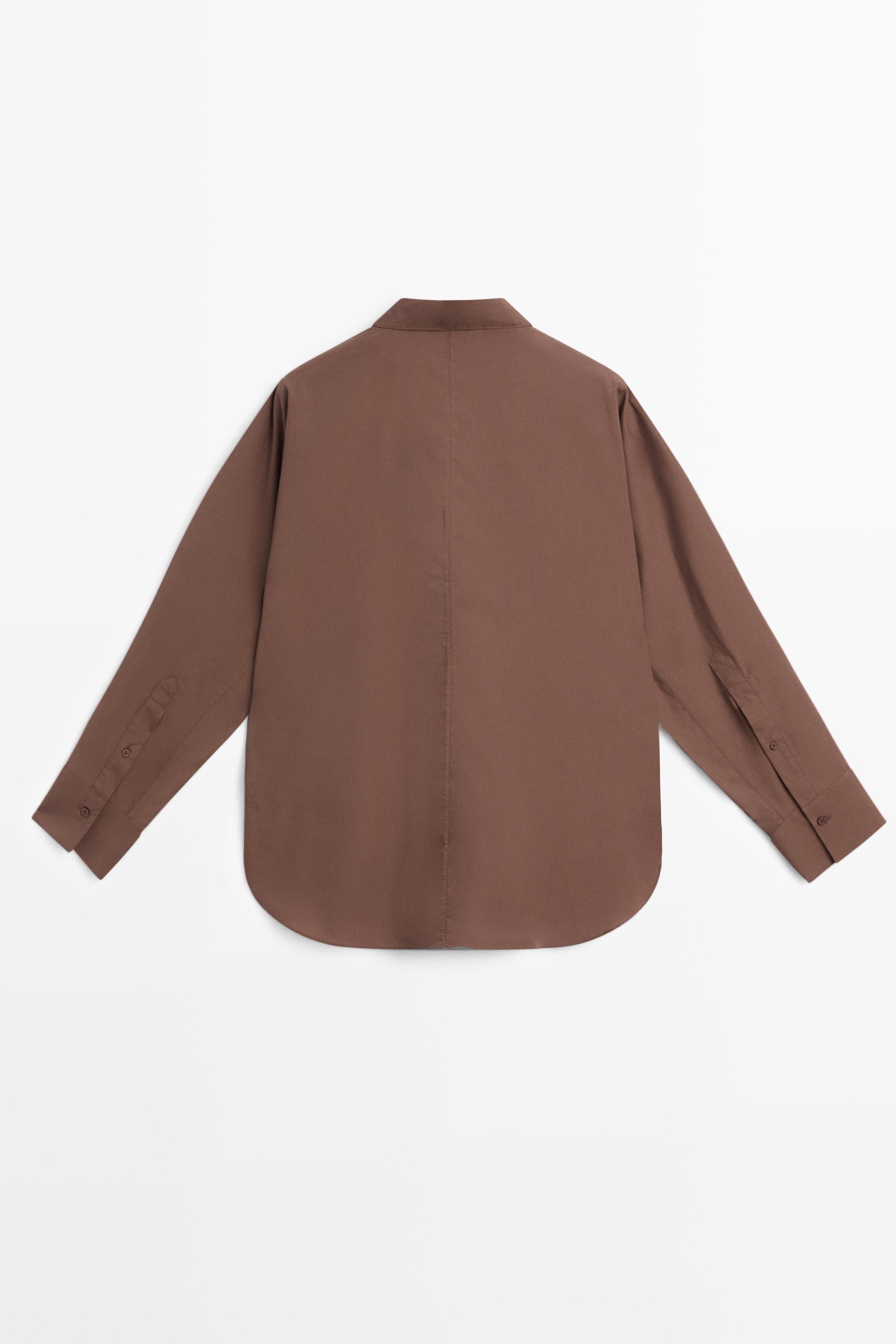 Cotton poplin shirt — BROWN MARL