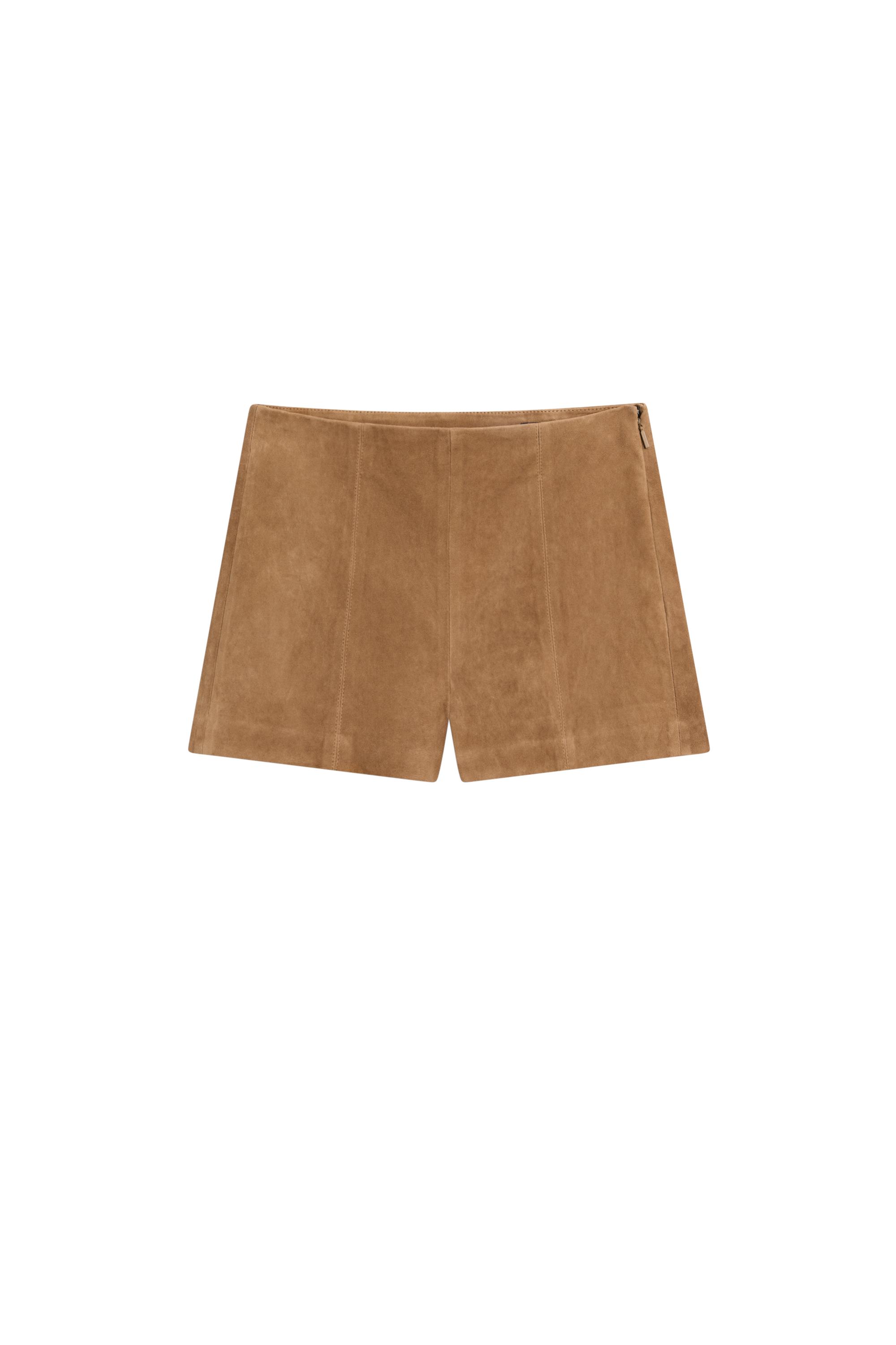 Suede leather shorts with seam details · Camel · Trousers Suede leather shorts with seam details · Camel · Trousers