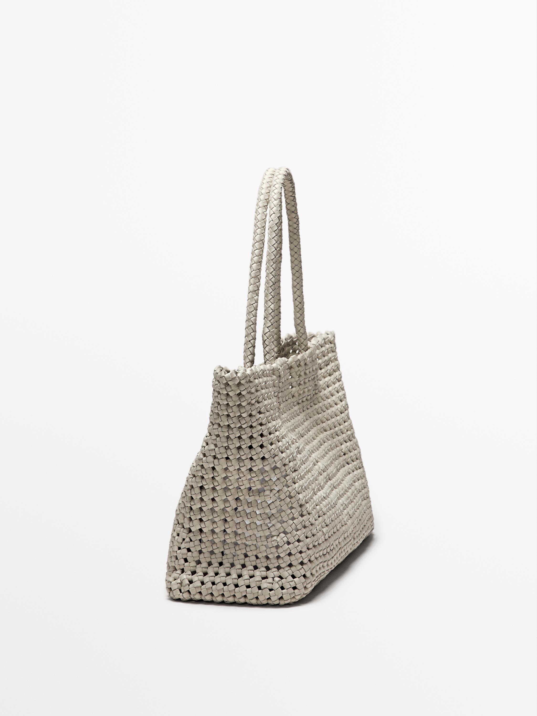 Braided nappa leather shopper bag