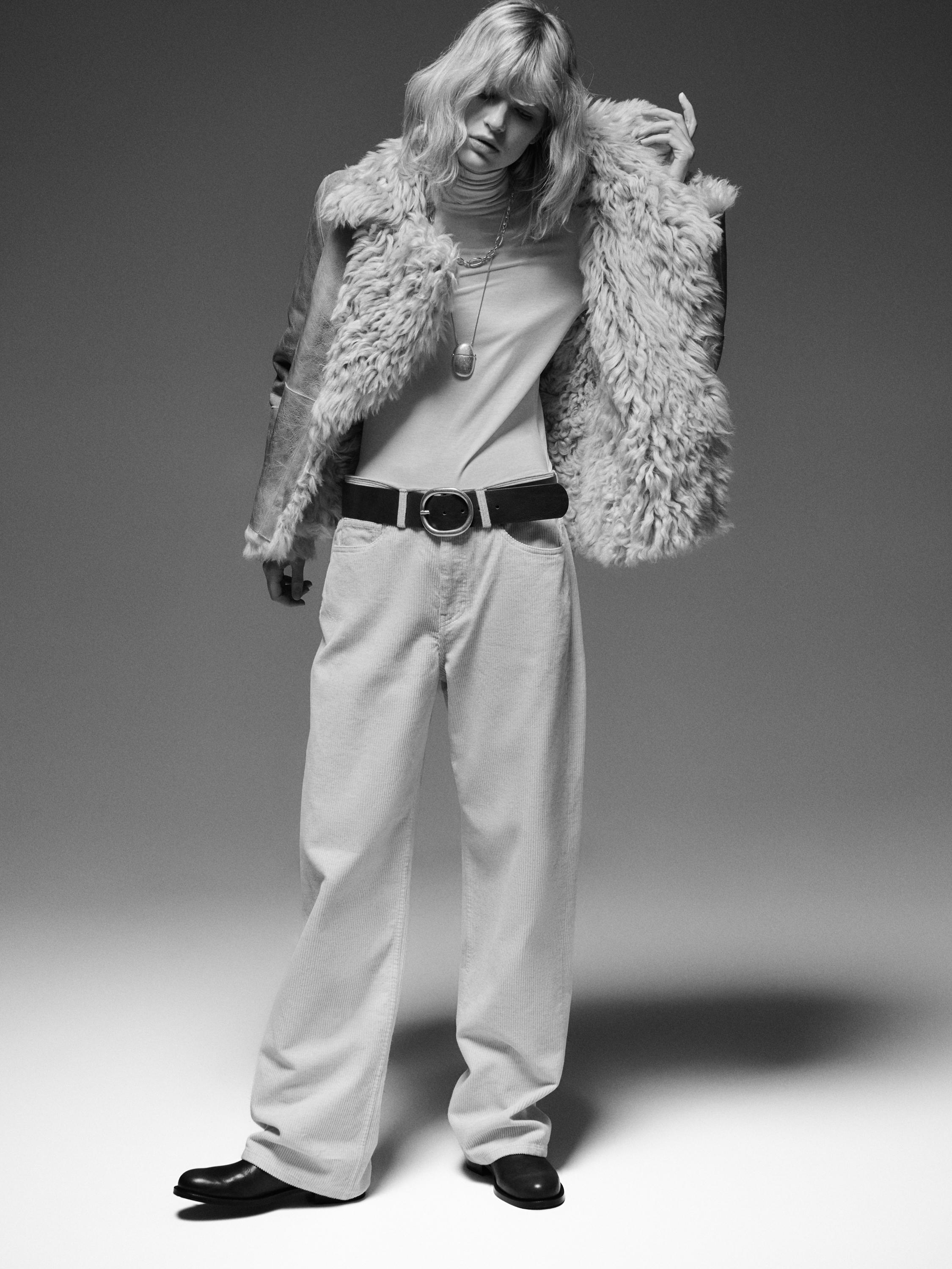 Short leather coat with fur - STUDIO — CREAM