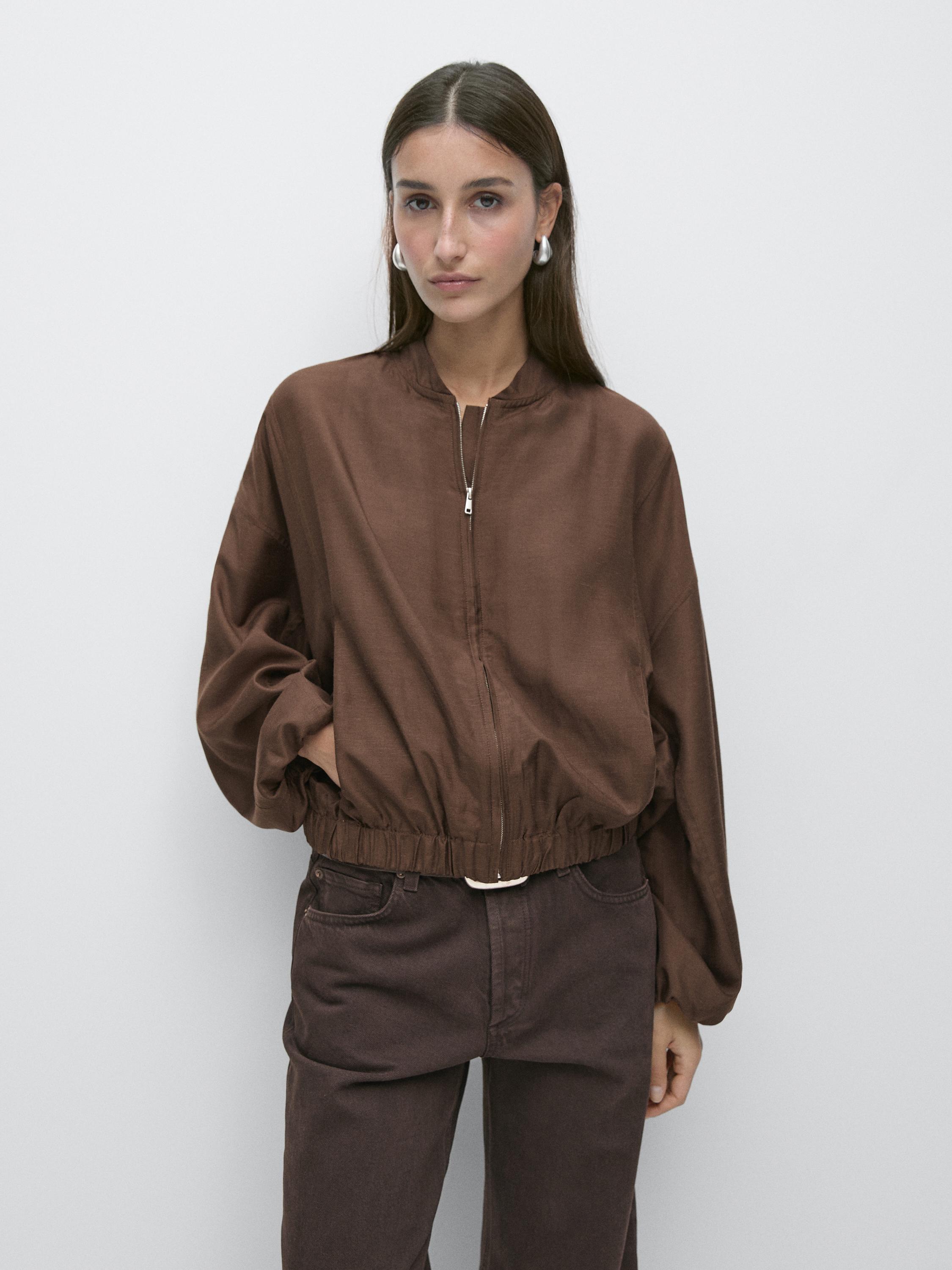 Flowing bomber jacket — BROWN