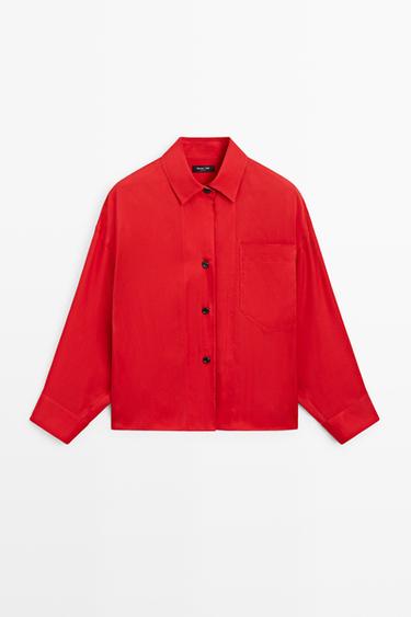 Oversize flowing shirt with pocket detail — RED 2
