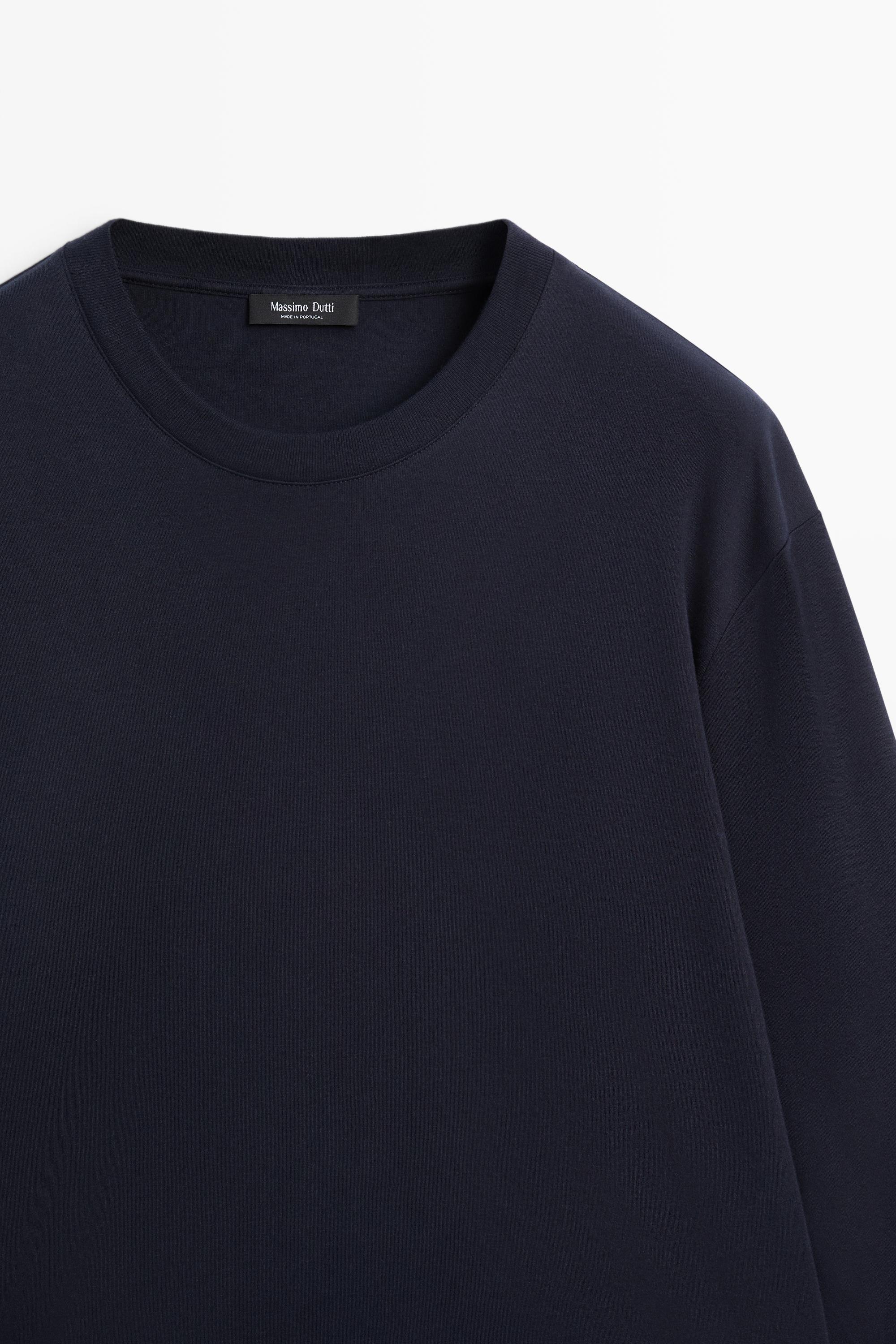 100% cotton long sleeve T-shirt — NAVY BLUE