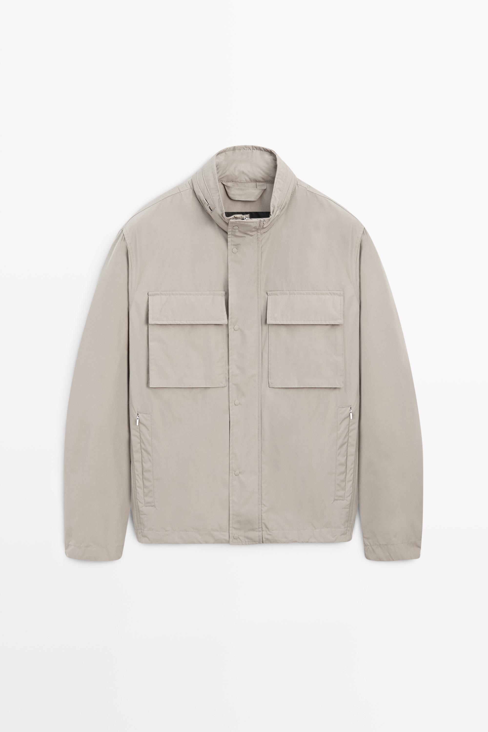 Technical fabric jacket with pocket details — GREY MARL