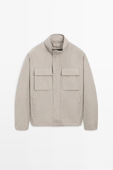 Technical fabric jacket with pocket details — GREY MARL 2