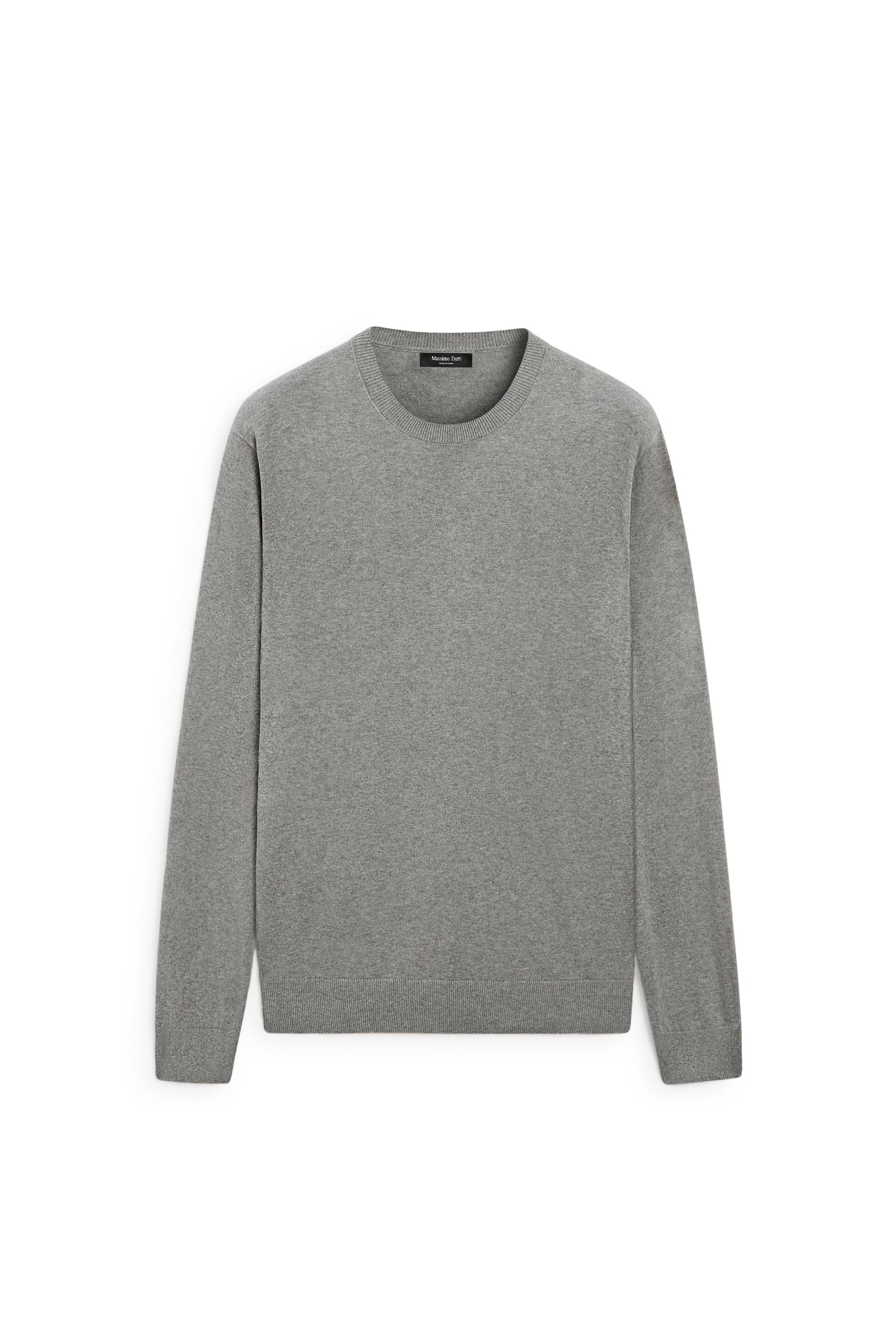 Cotton blend knit sweater — ANTHRACITE GREY