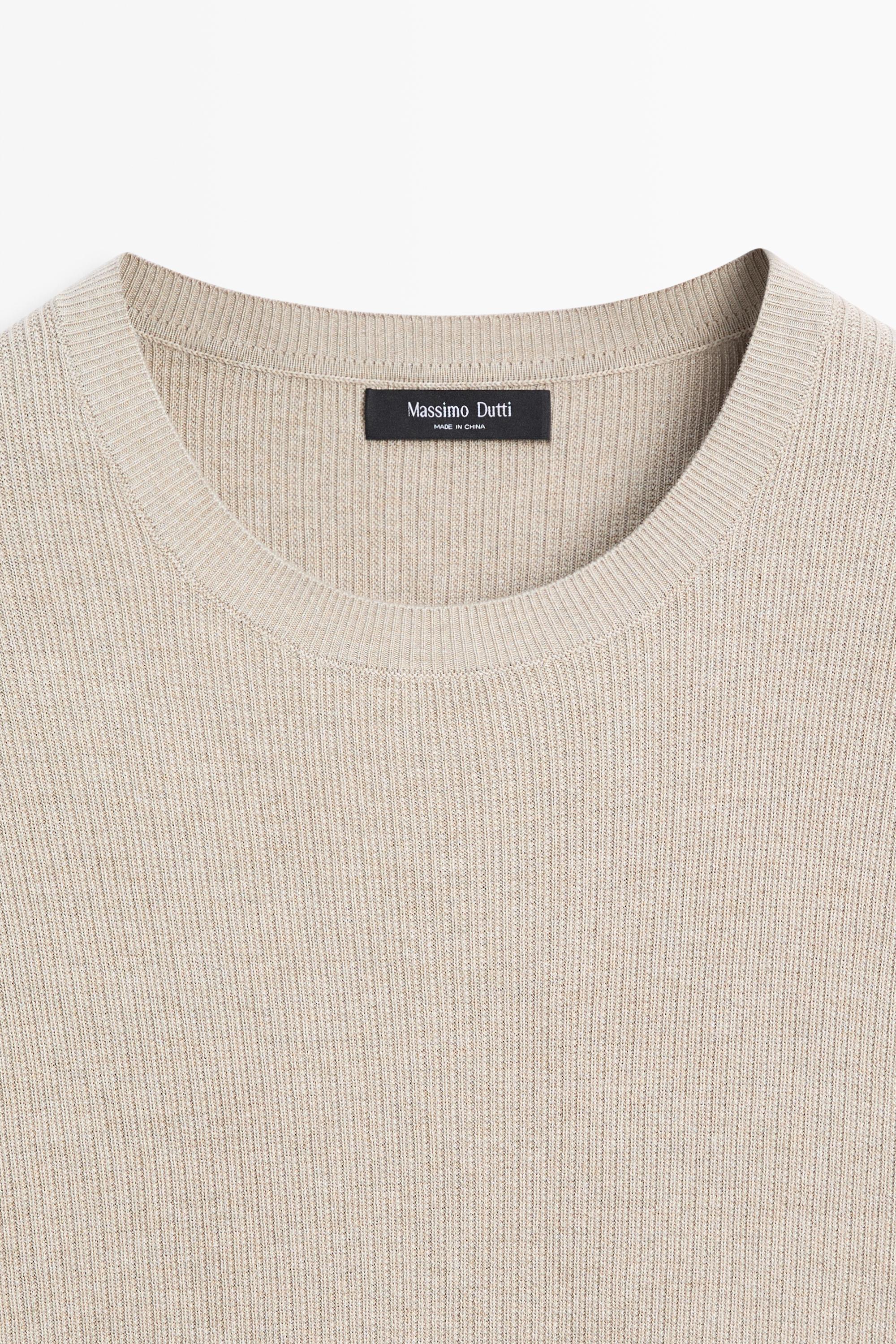 Short sleeve knit cotton blend sweater — Washed