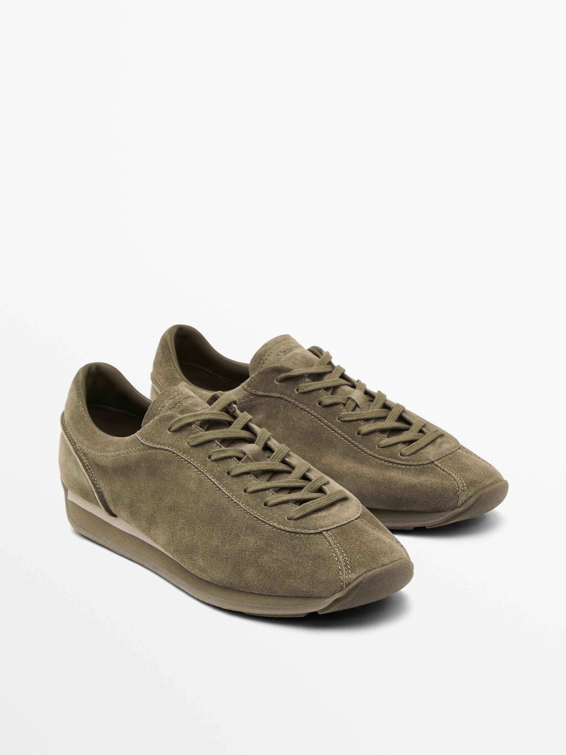 Split suede trainers