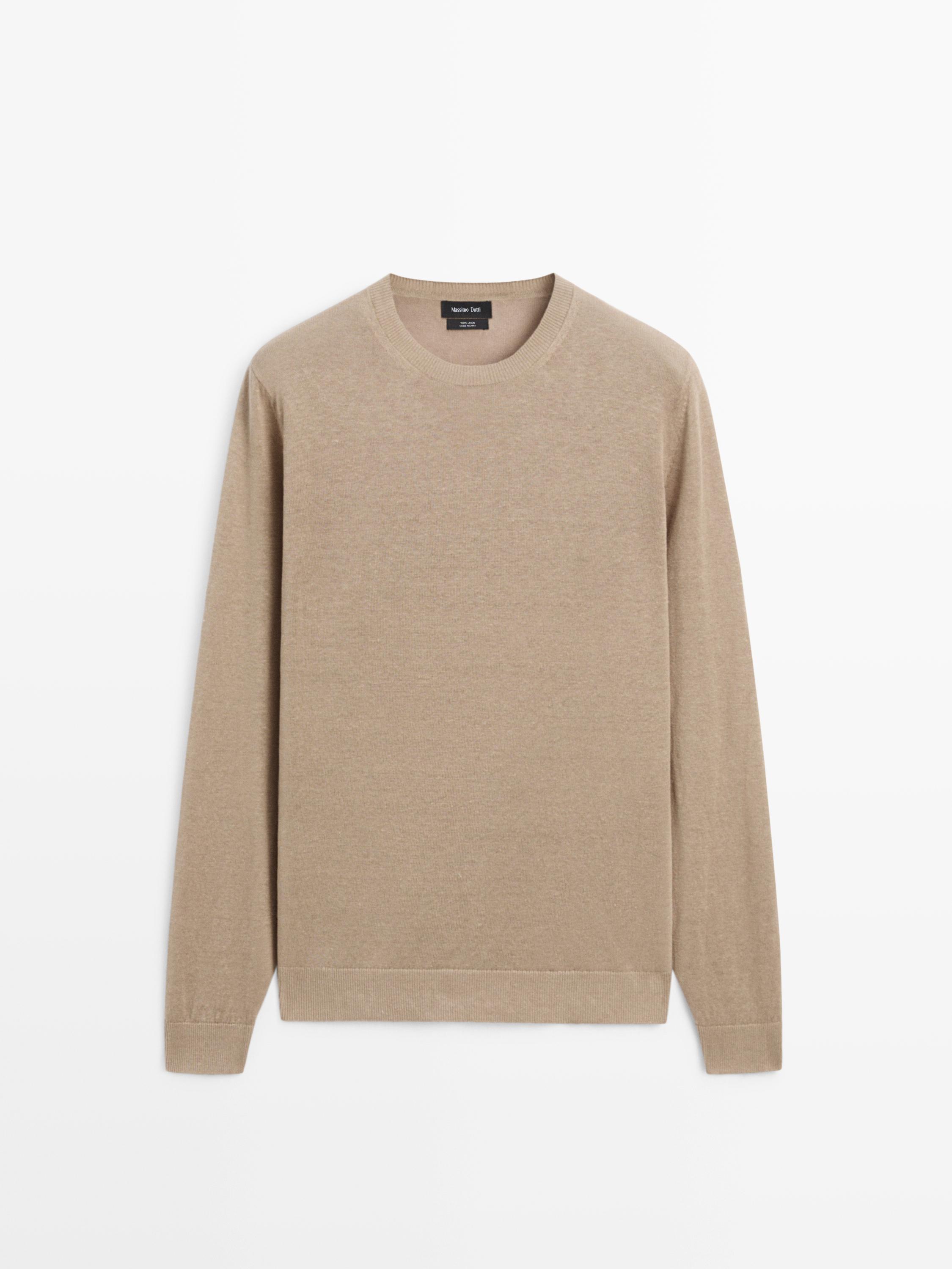 Adīts lina džemperis ar apaļu kakla izgriezumu