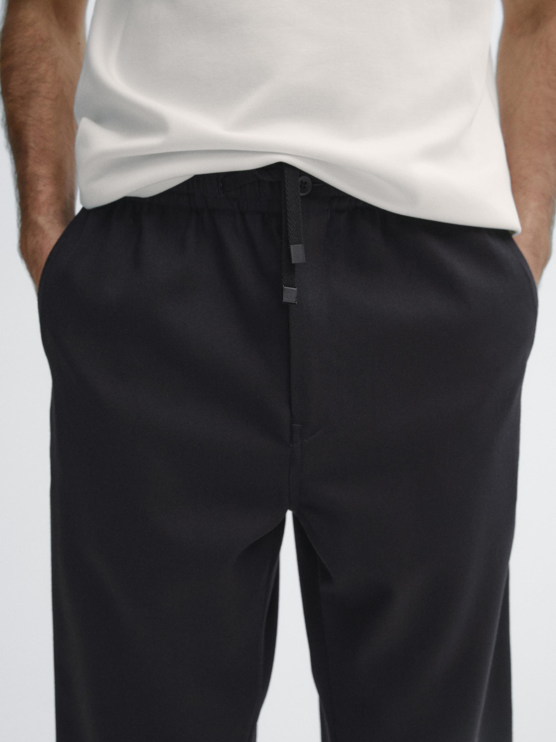 100% wool jogger fit trousers