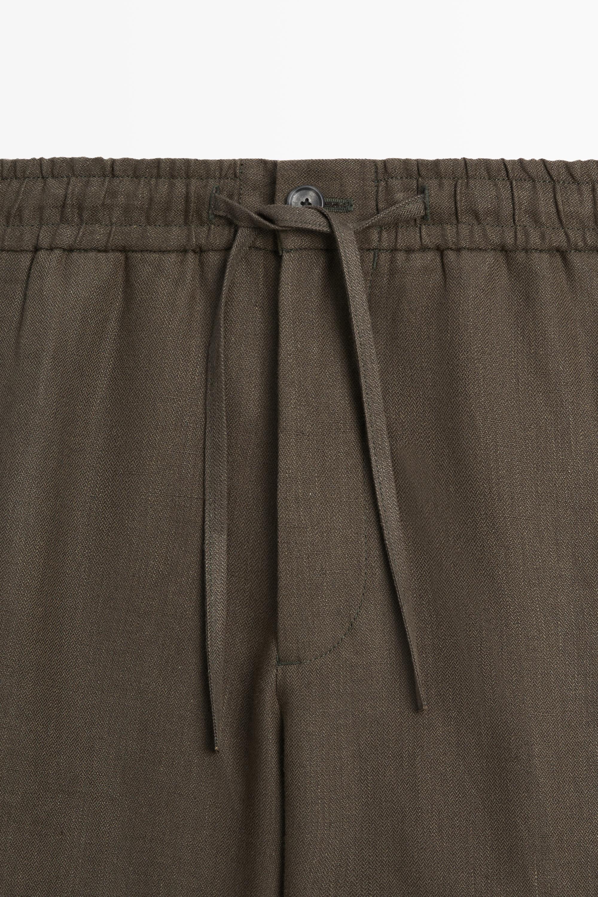 100% linen trousers with herringbone detail — GREEN
