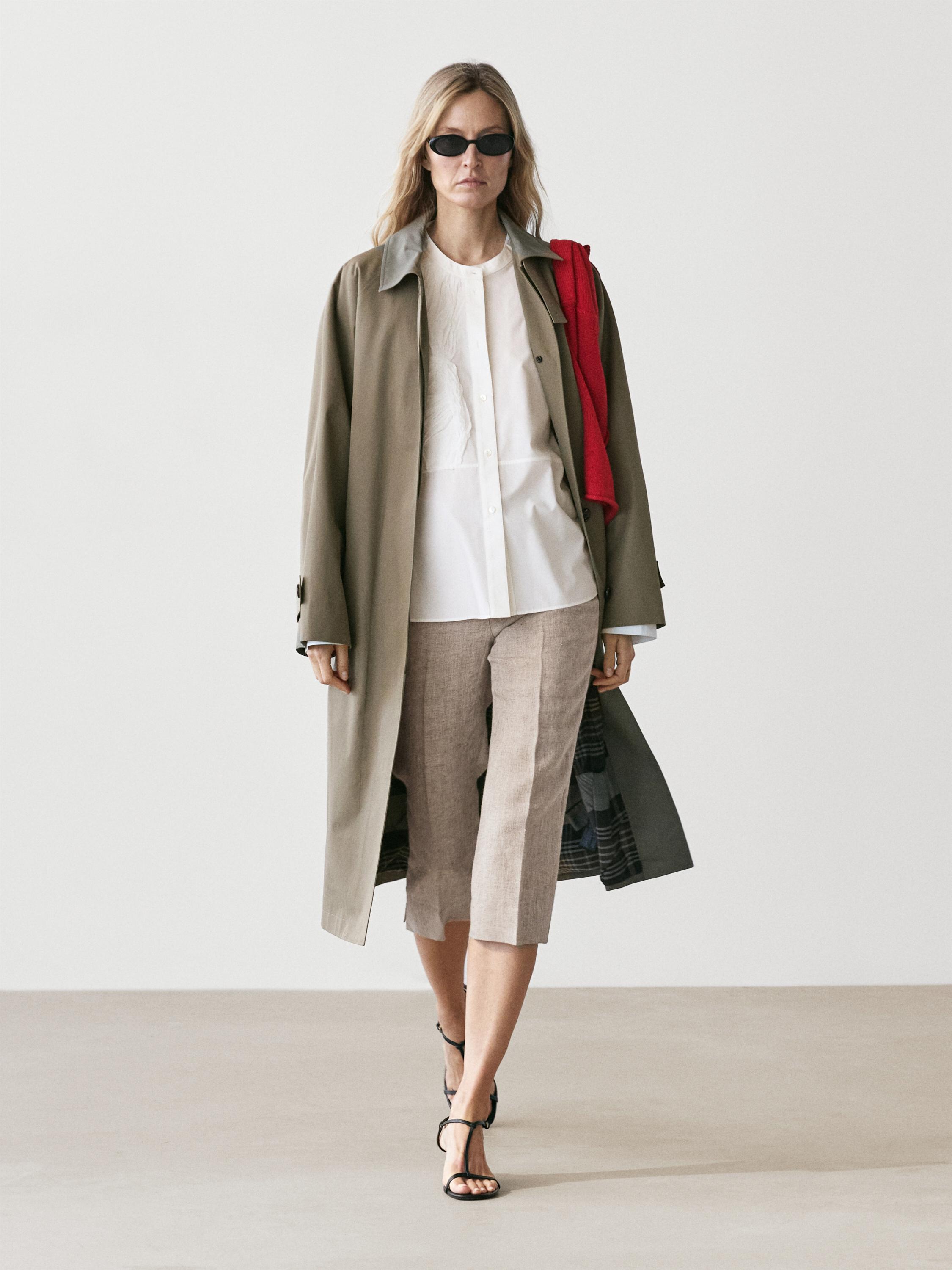 Cotton blend shirt with embroidered detail