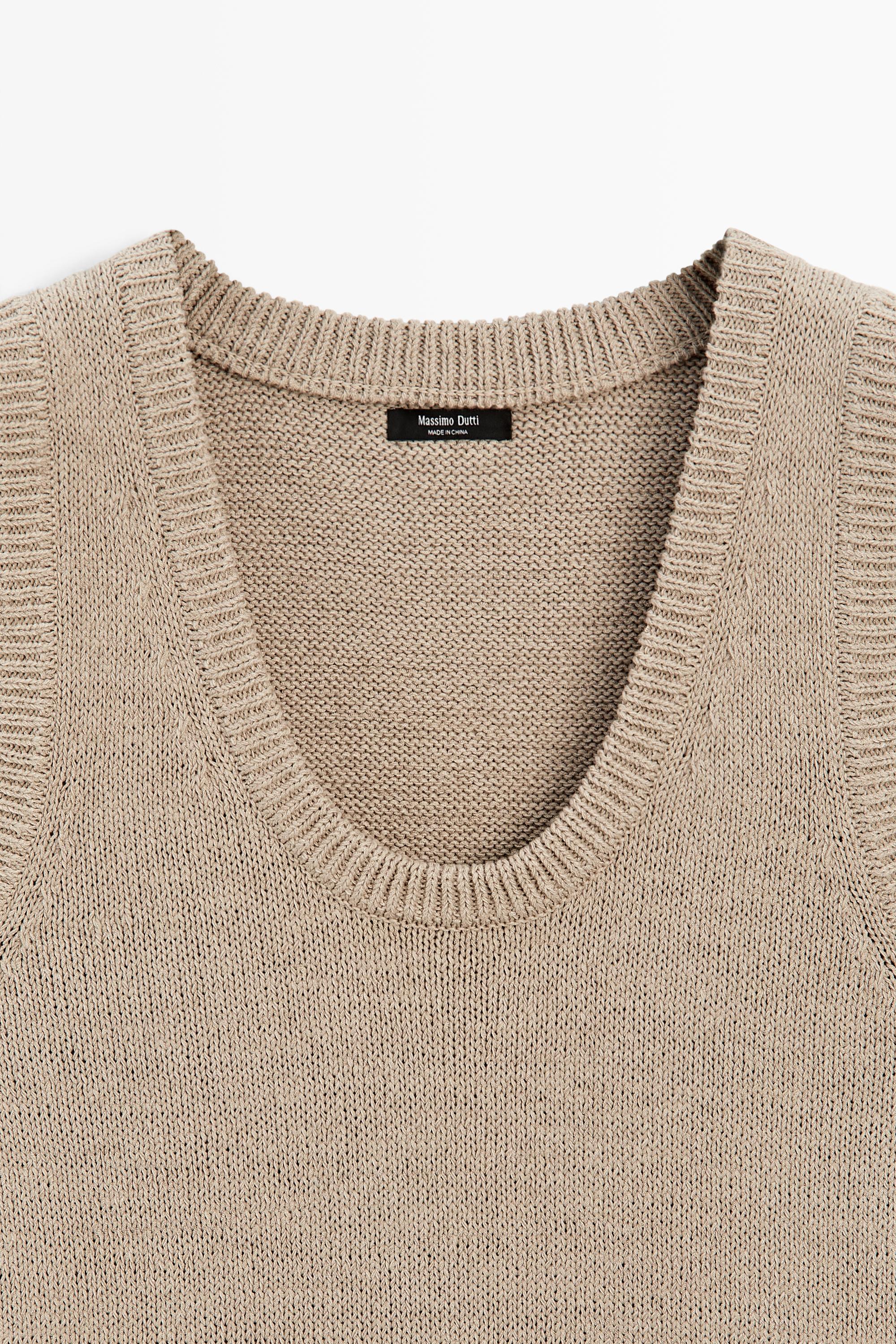 Cotton-blend ribbed knit vest — SAND