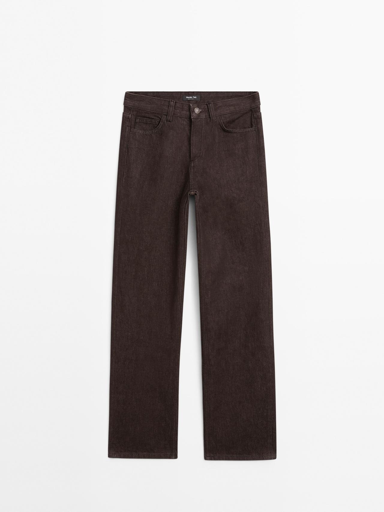 Massimo Dutti - Dame - Jenas Med Brede Ben Og Mellemhøj Talje - Brun - 38