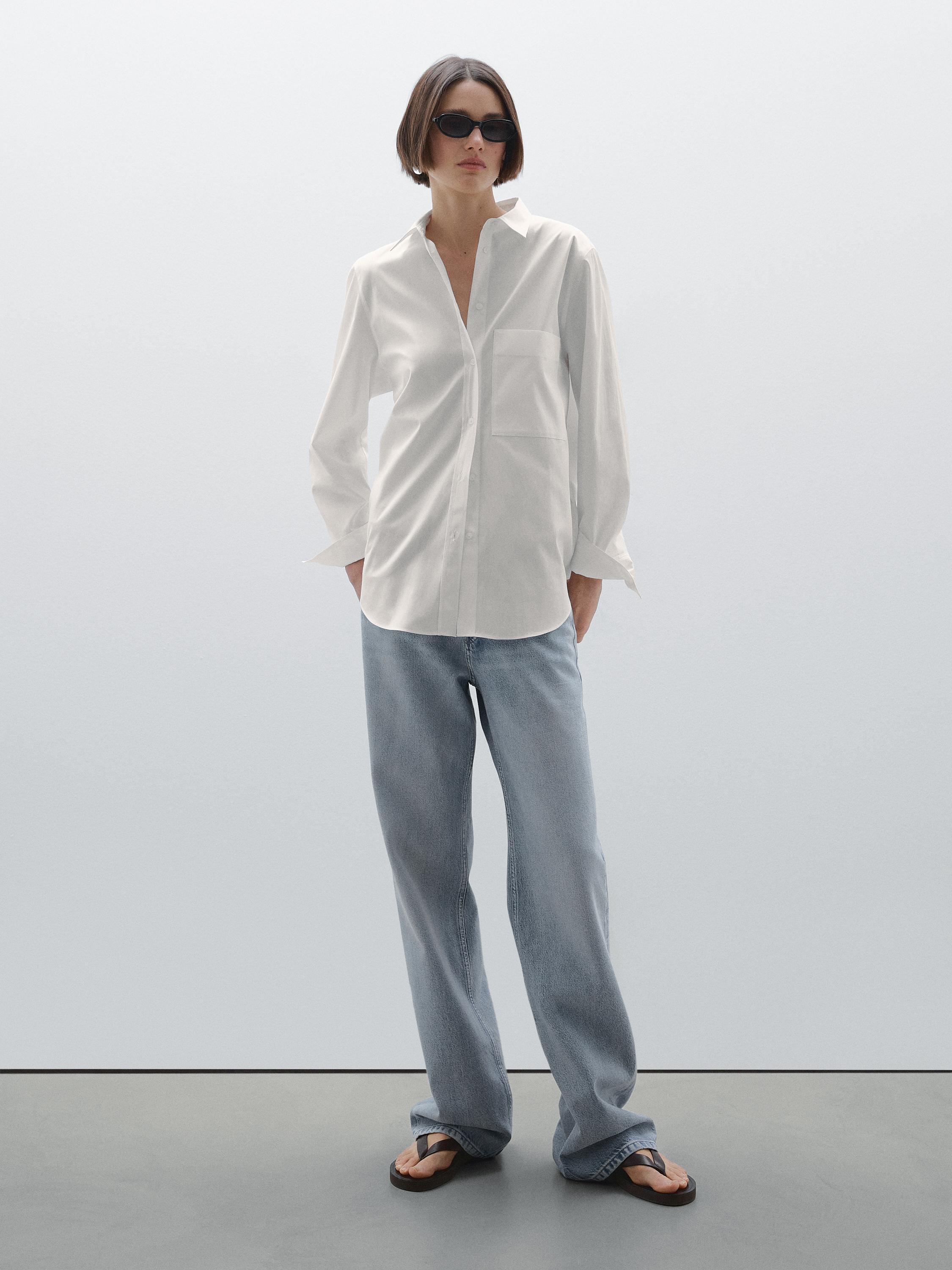 Koszula ze 100% bawełnianej popeliny z kieszenią