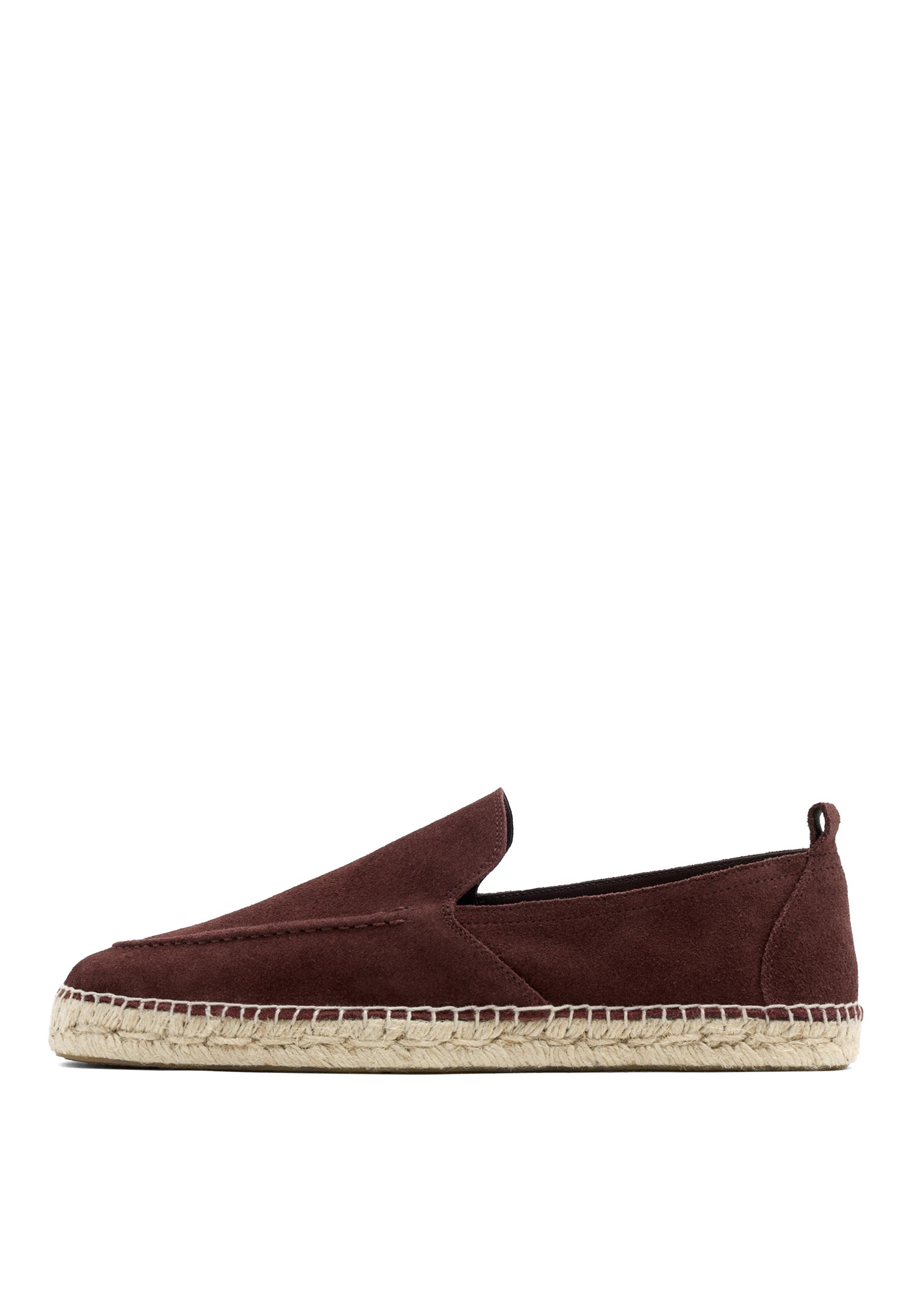 Leather espadrilles with moc toe — BURGUNDY