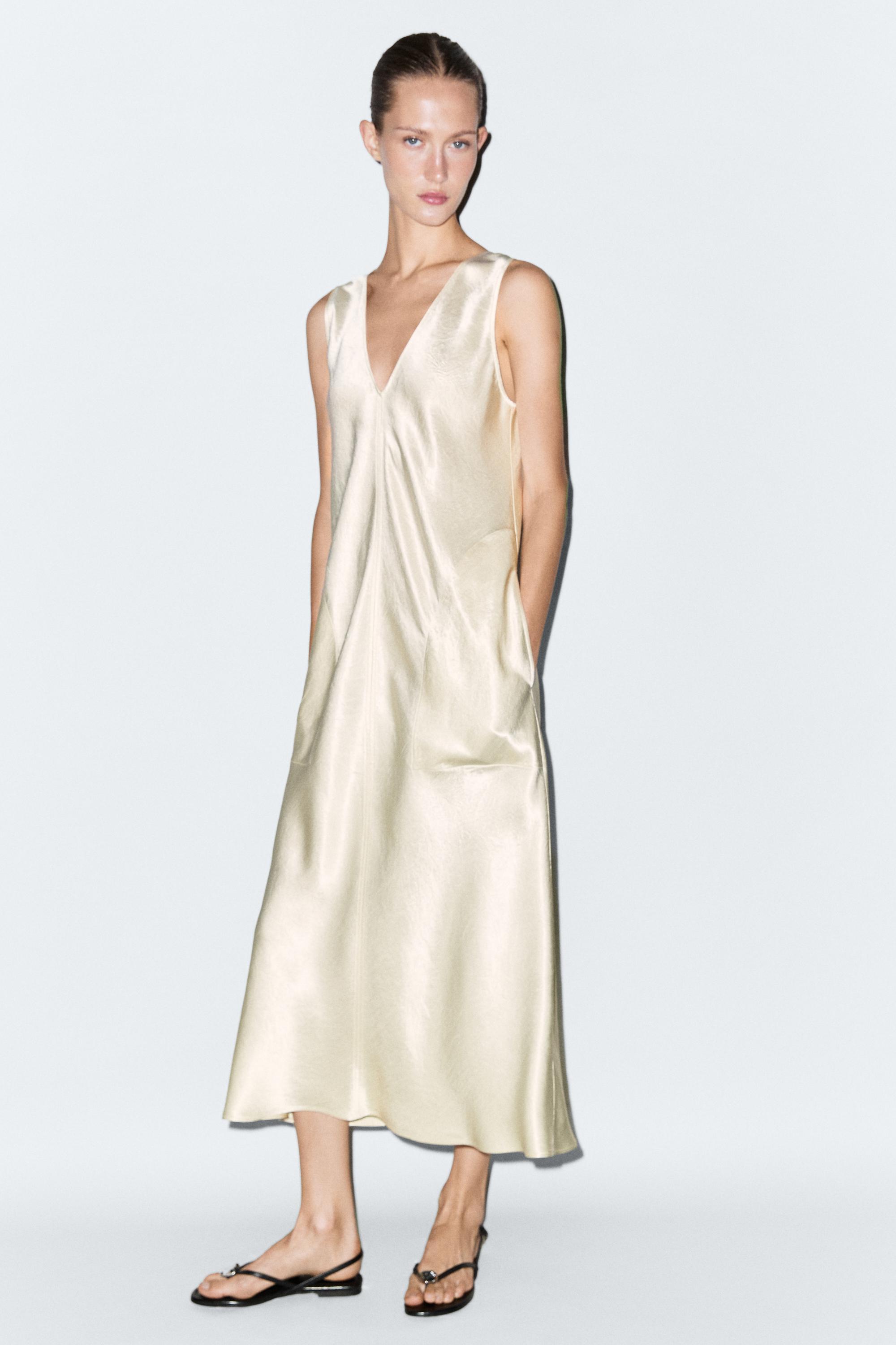 Vestido midi lencero satinado