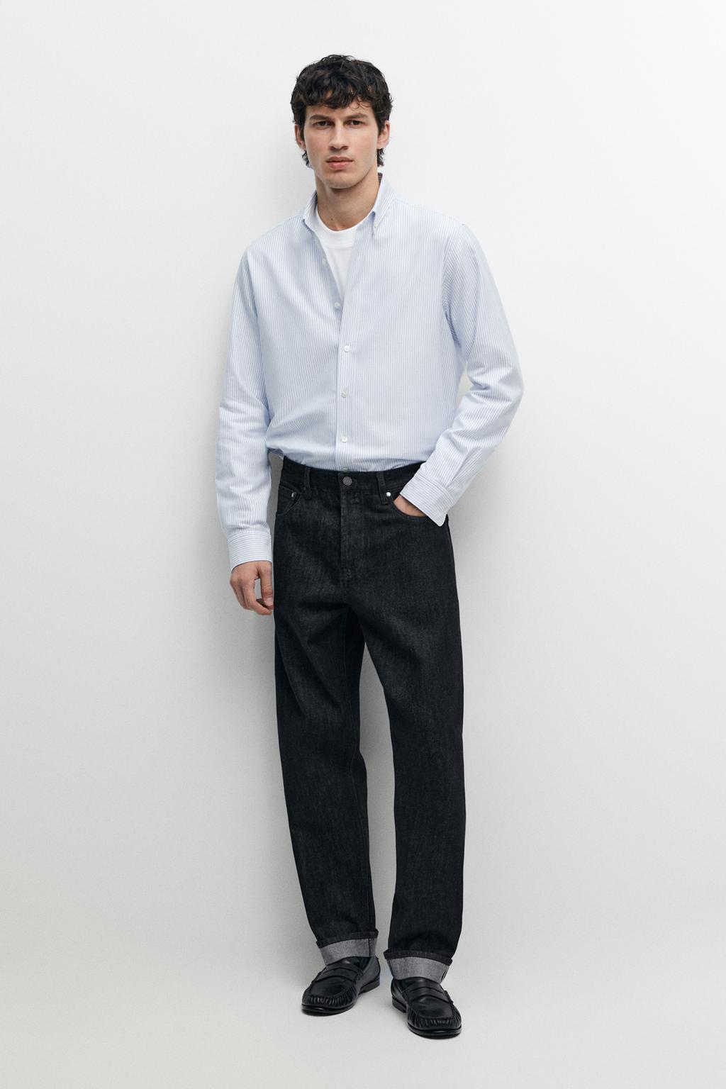 Massimo Dutti Zolaqlı regular fit Oxford köynək