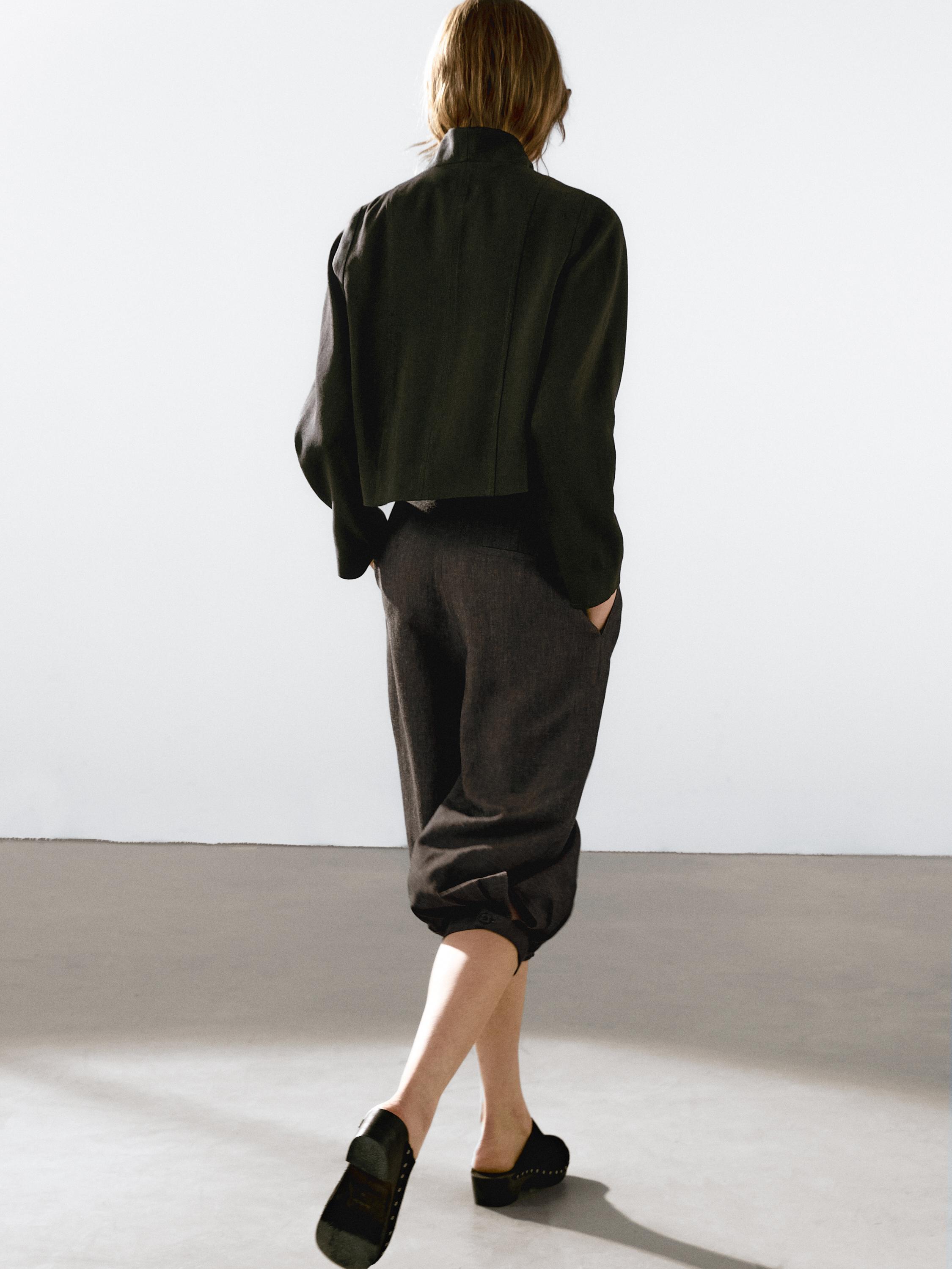 Linen blend balloon capris