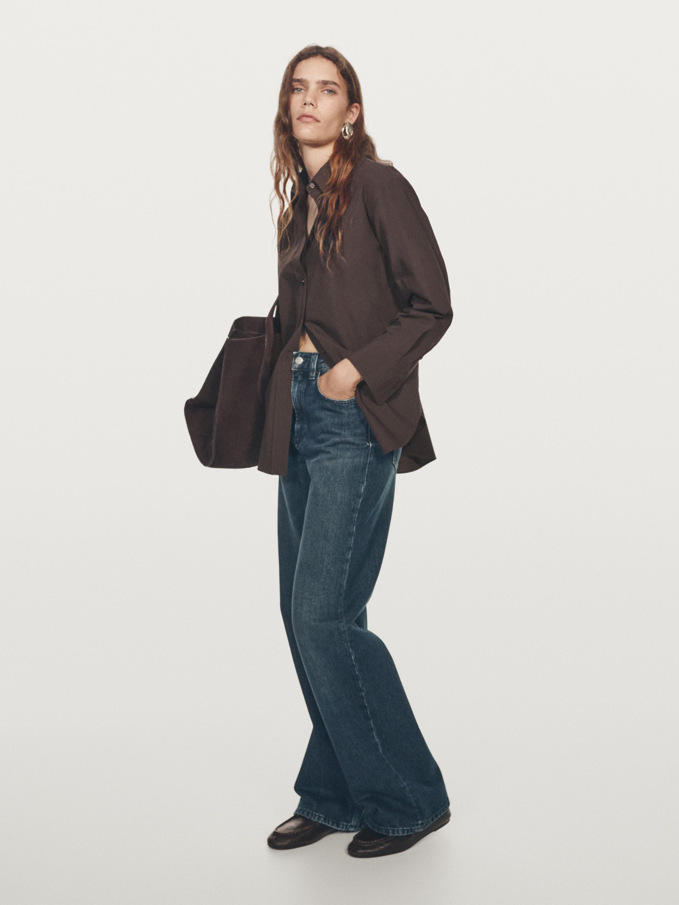 Long 100% cotton poplin shirt