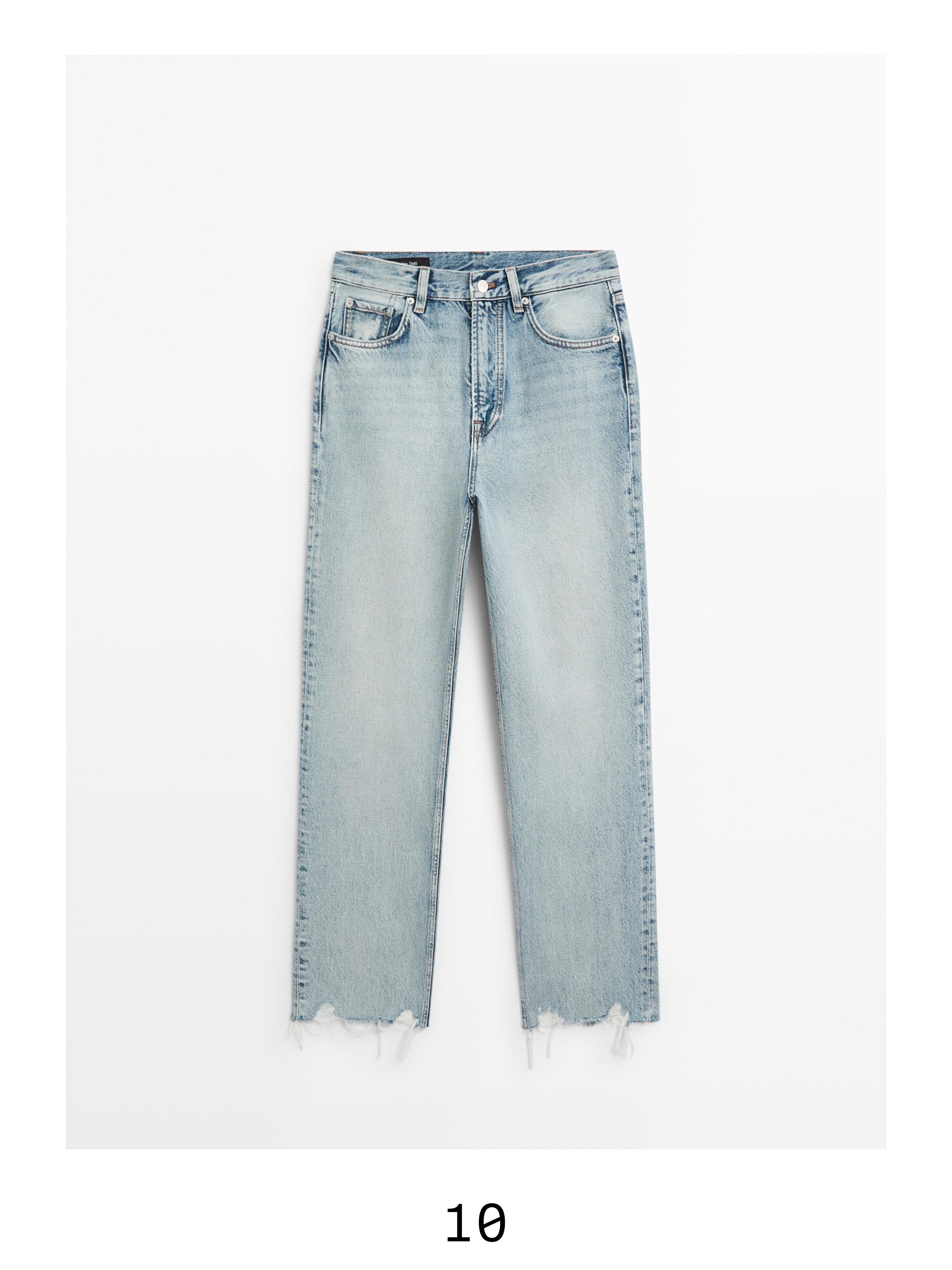 Straight-leg high-waist jeans — Light Blue