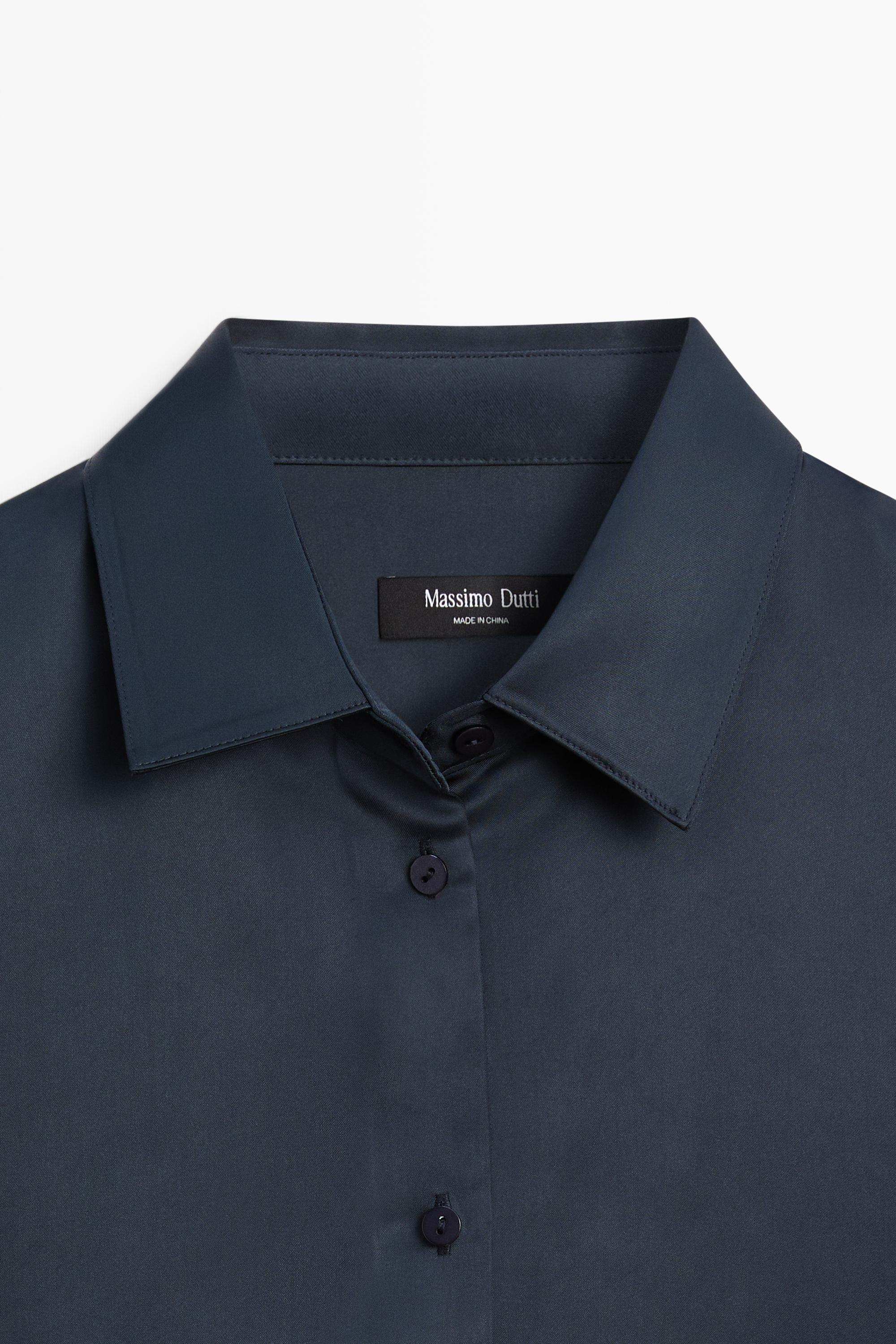 Flowing satin shirt — NAVY BLUE