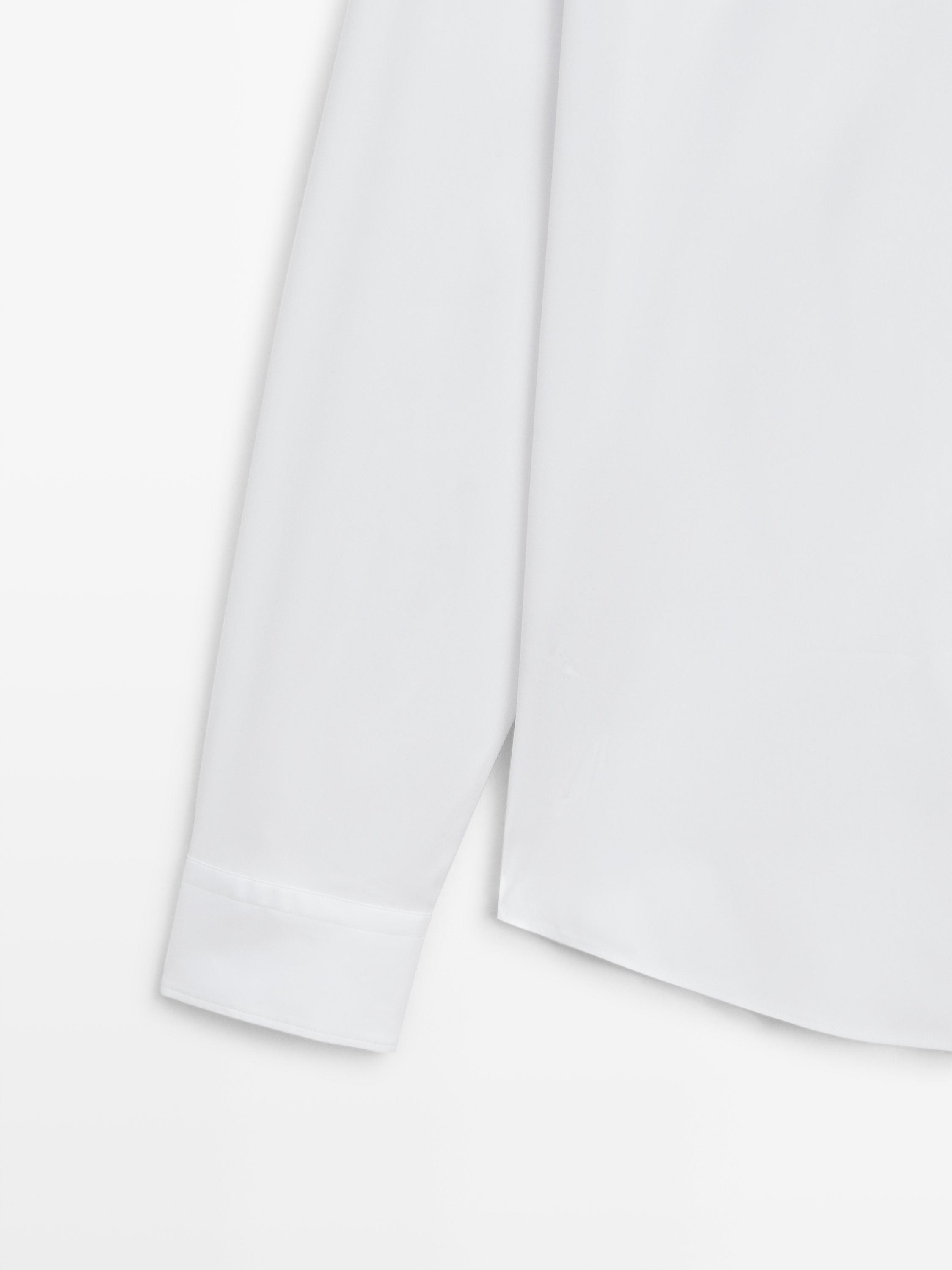 Slim fit stretch cotton blend shirt — WHITE