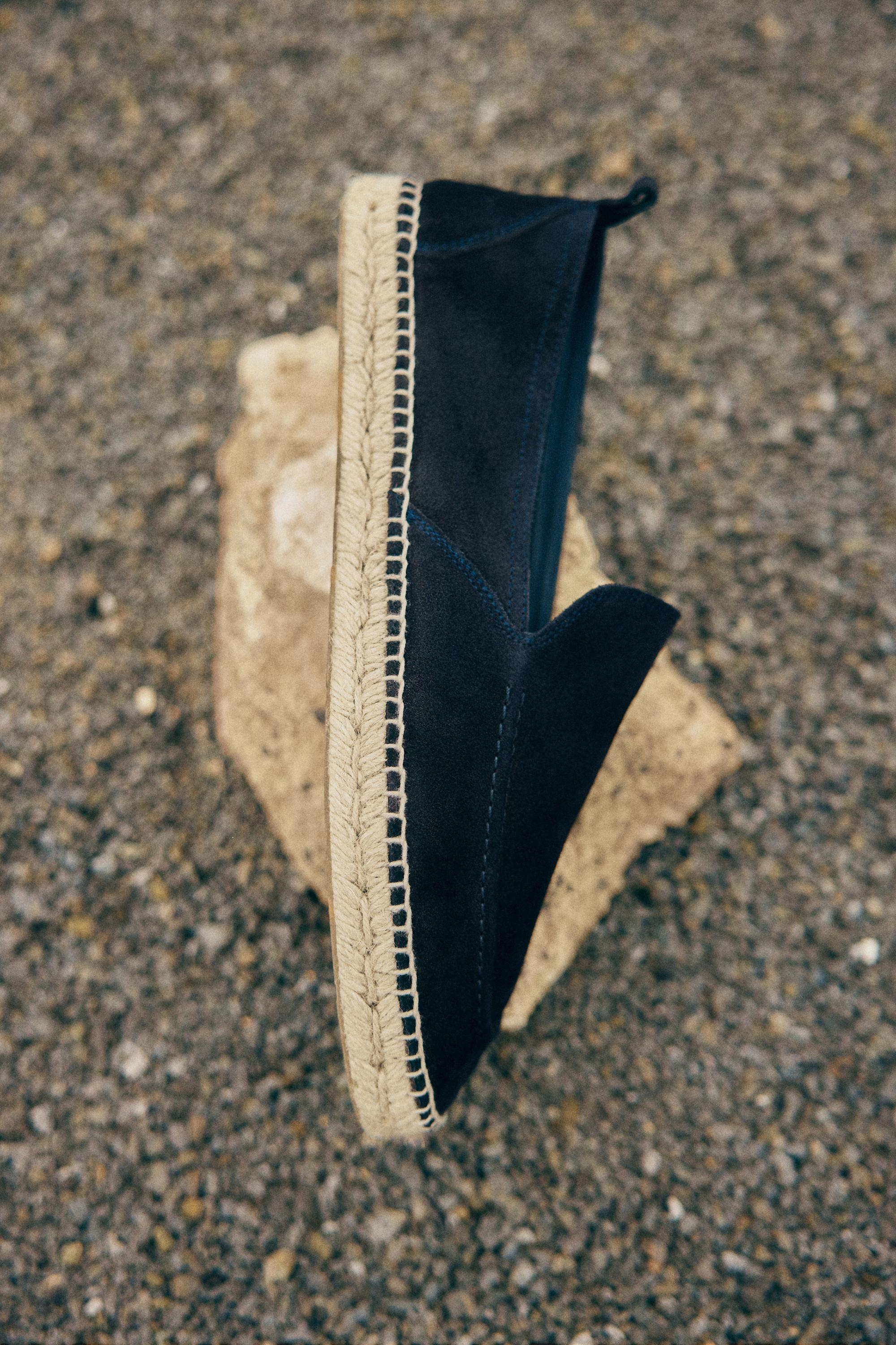 Leather espadrilles with moc toe — Dark blue