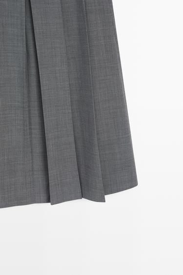 Pleated wool-blend midi skirt — GREY 7