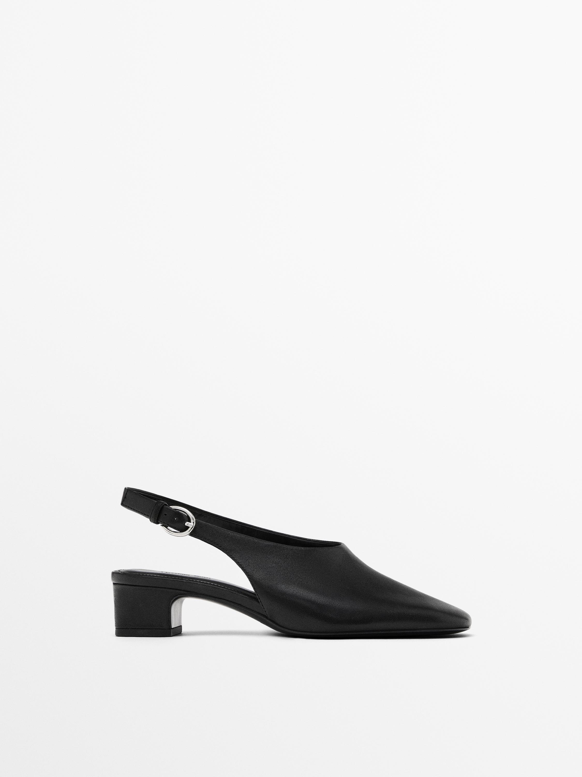 High-heel slingback shoes · Black · Shoes Massimo Dutti