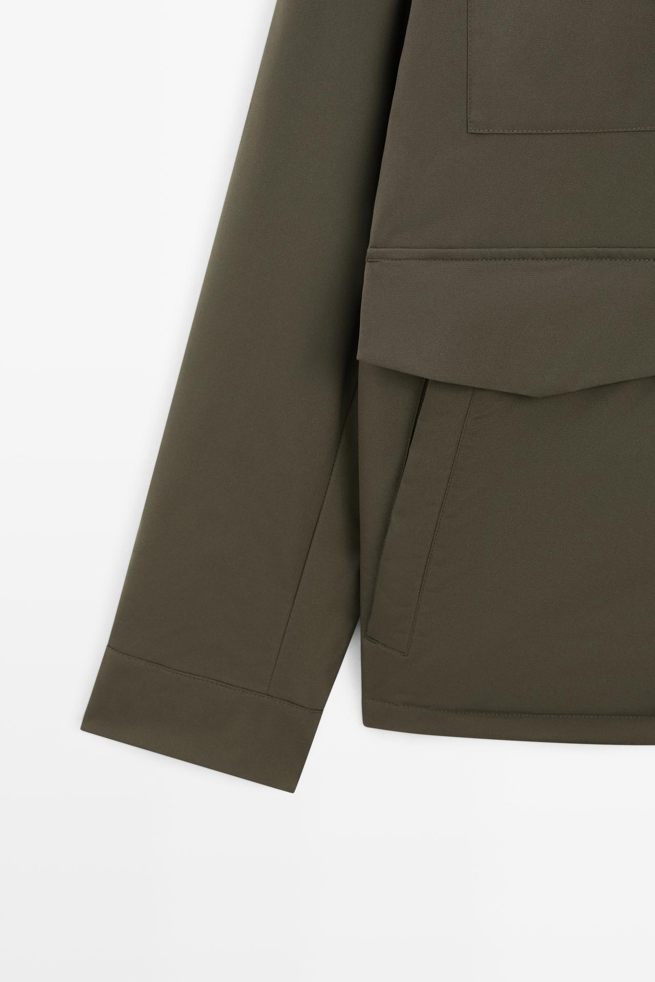 Down jacket with pocket details — KHAKI