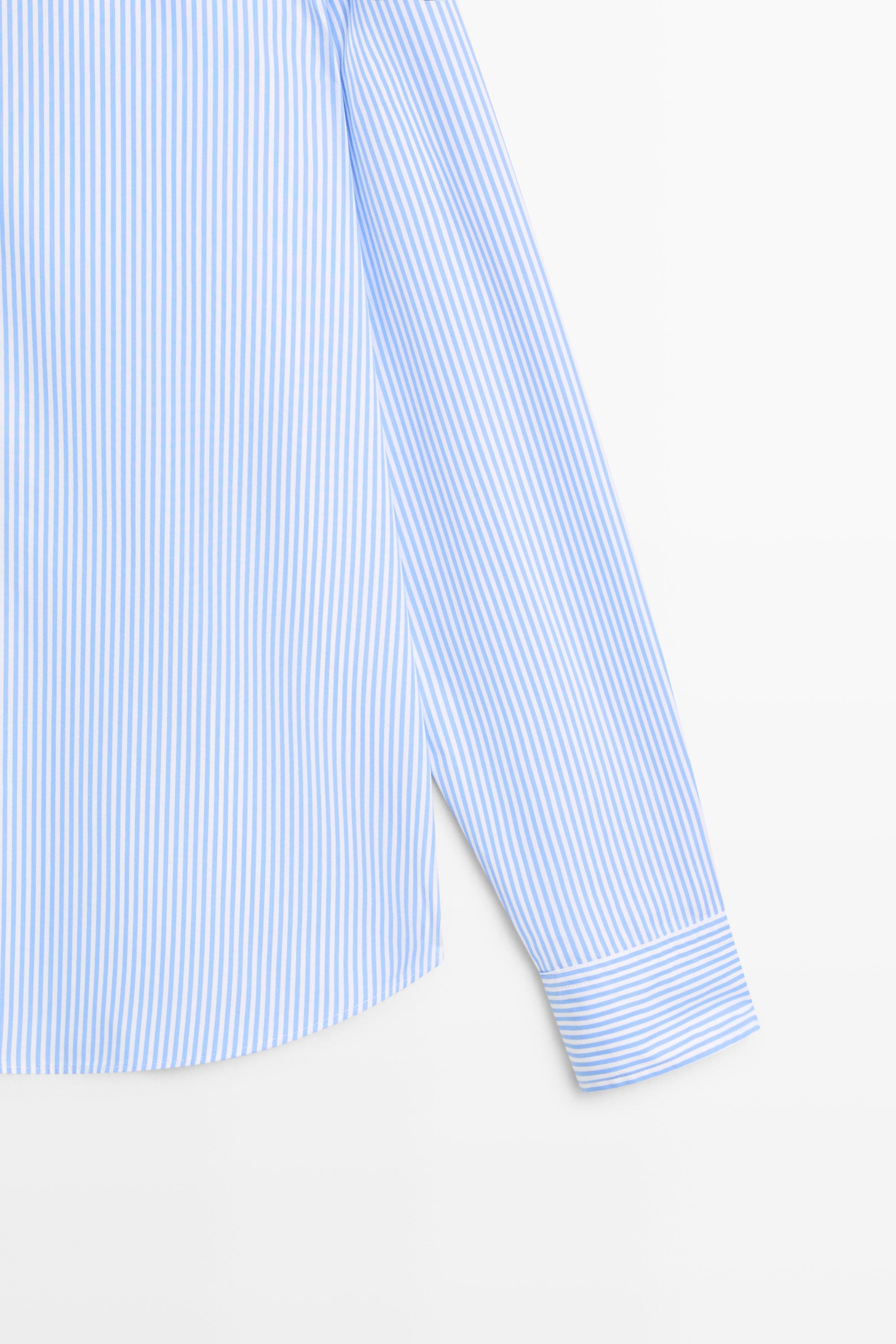 100% cotton regular fit striped shirt — Sky blue