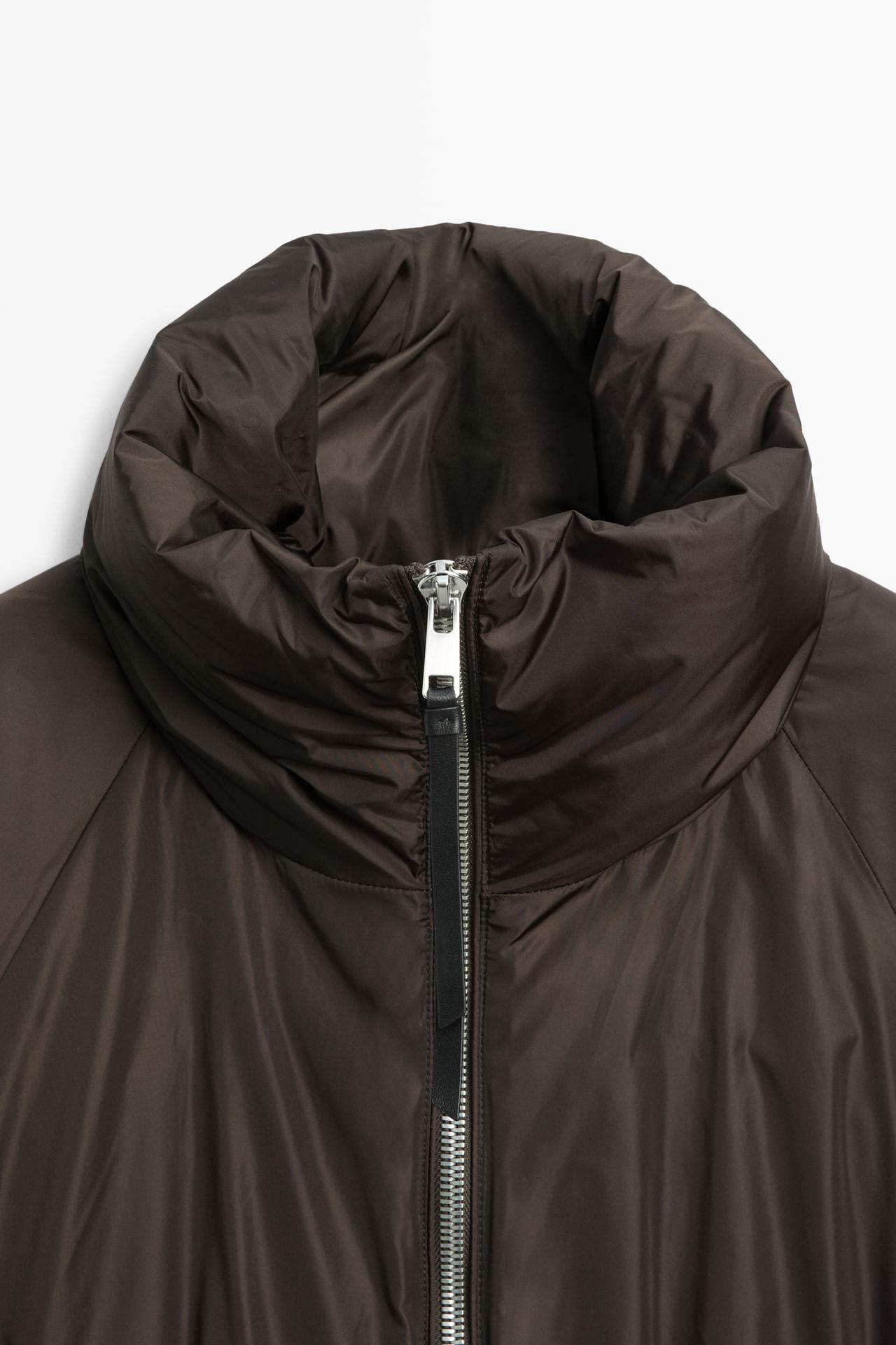 Down jacket with gathered detail — BROWN TONES