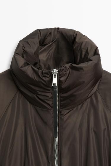 Down jacket with gathered detail — BROWN TONES 4