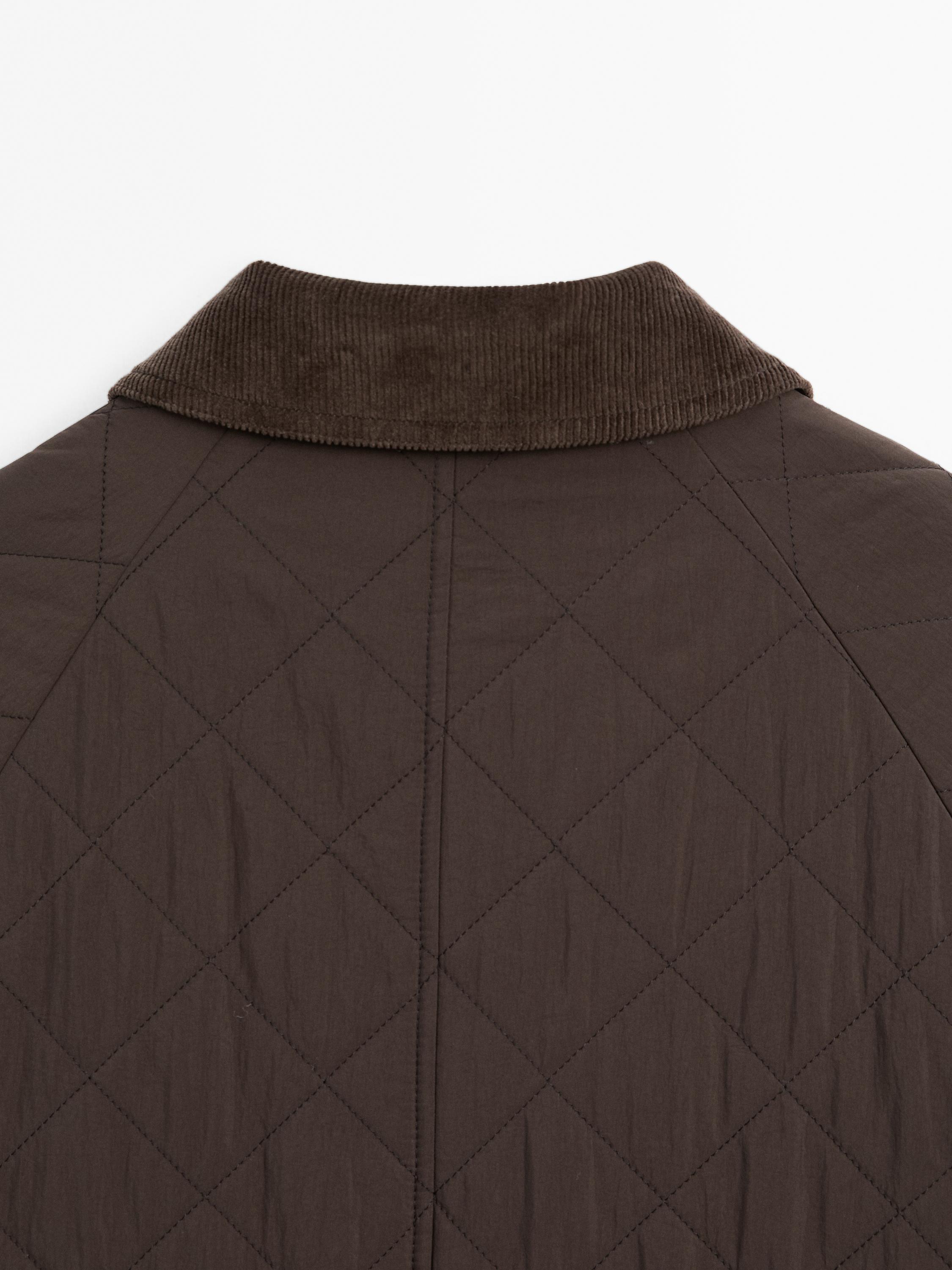 Long coat with corduroy detail