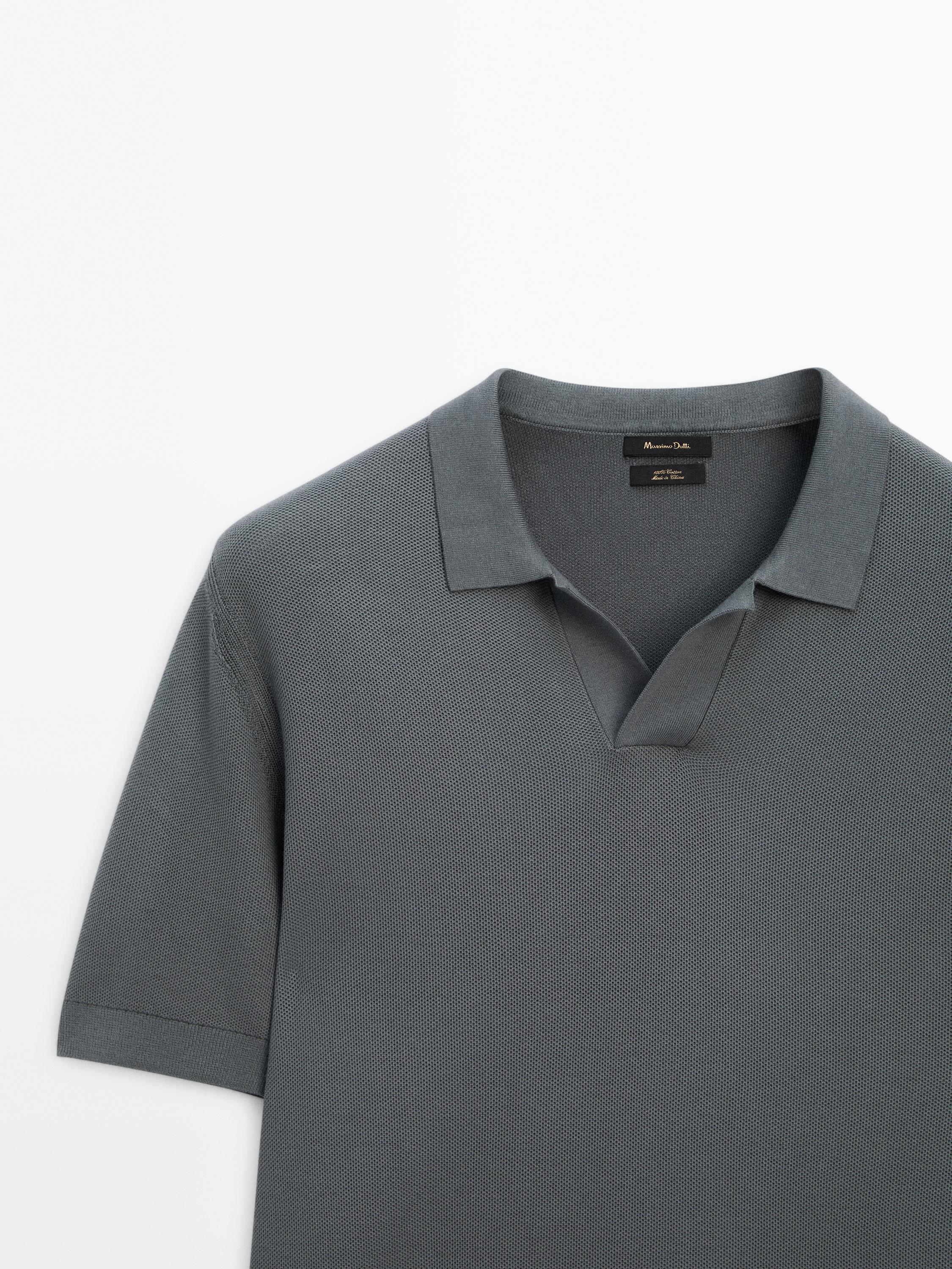 Pull polo à manches courtes en maille de coton