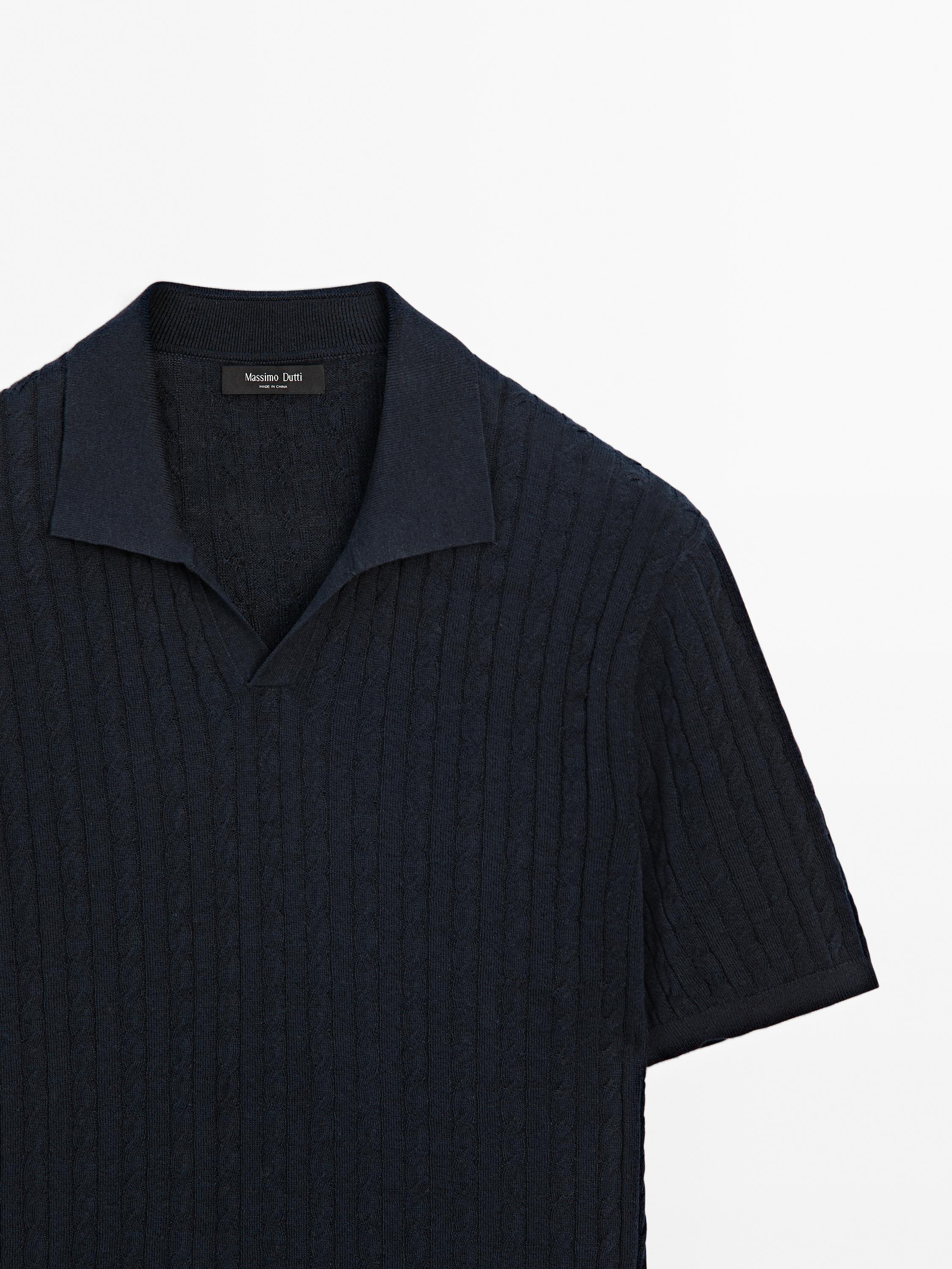 Polo in maglia intrecciata