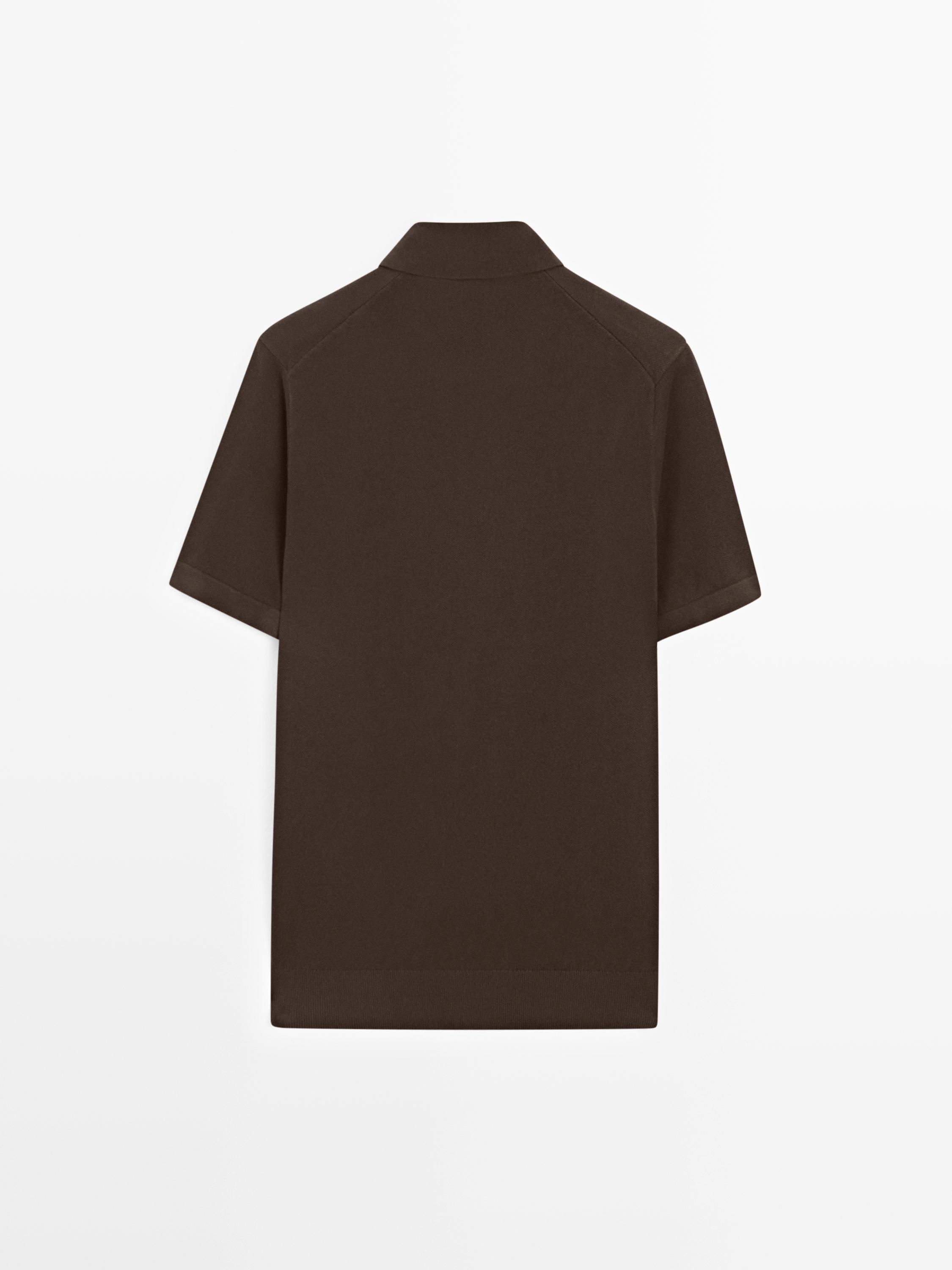 Knit V-neck polo shirt