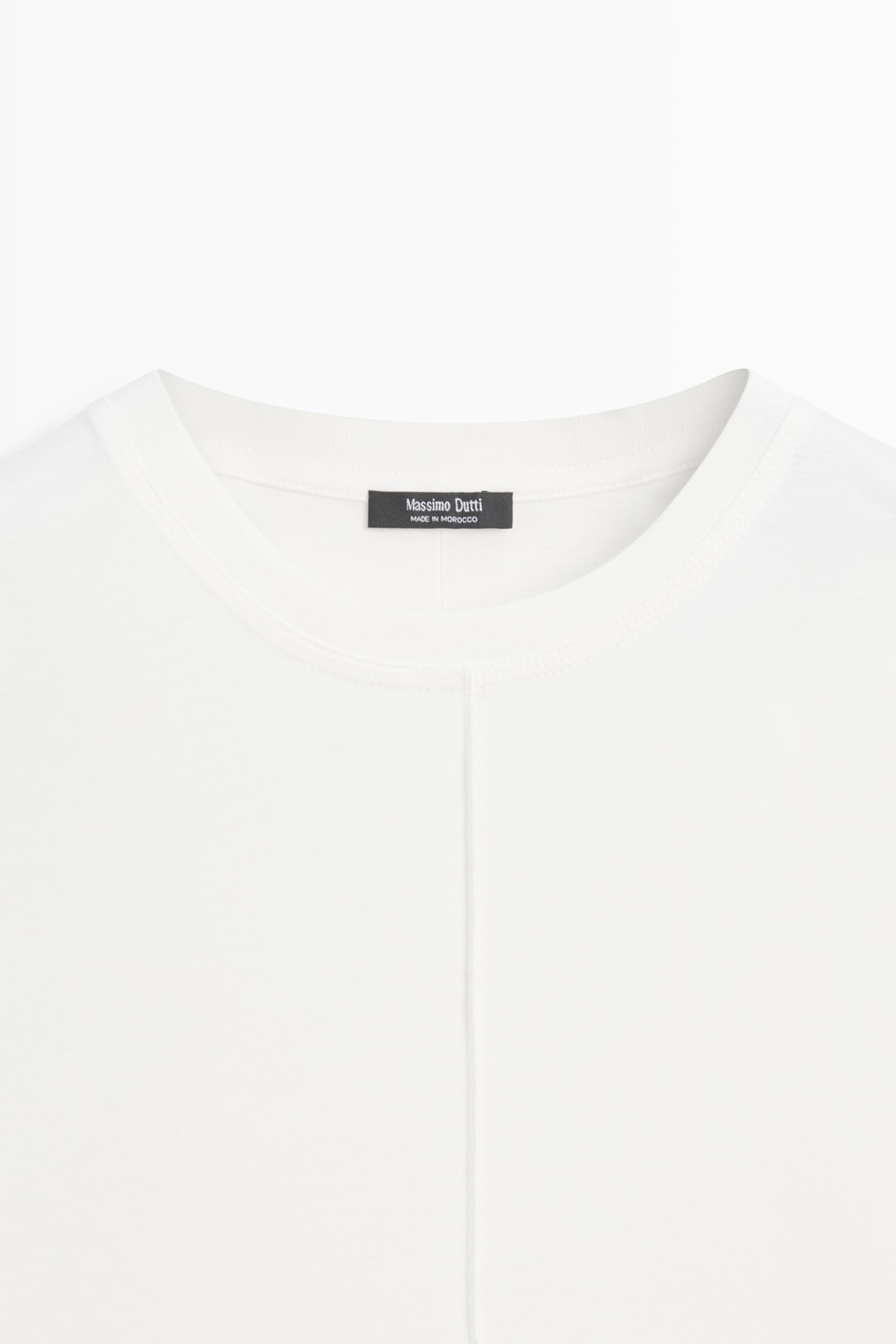 100% cotton short sleeve seamed T-shirt — Off white