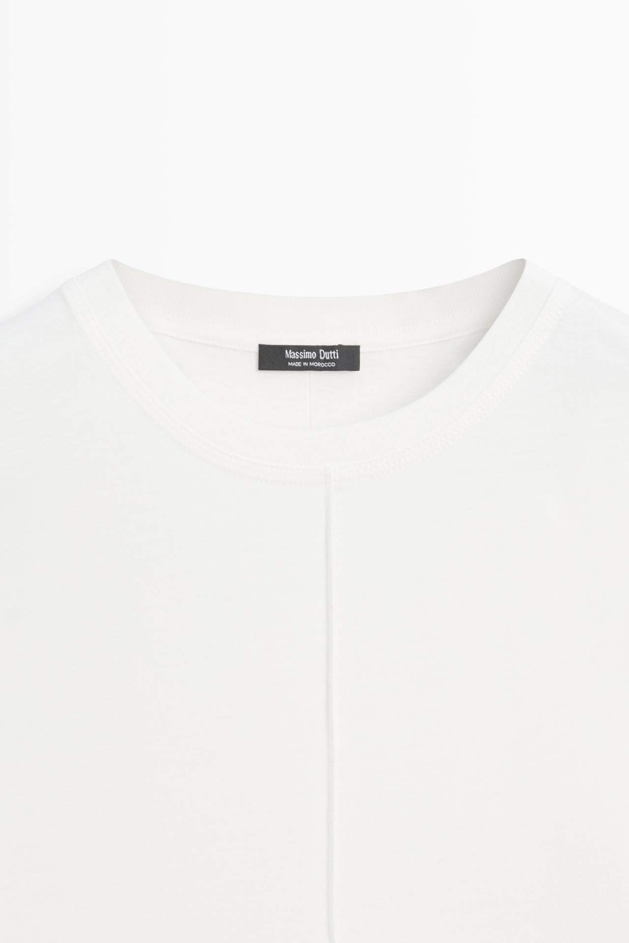 100% cotton short sleeve seamed T-shirt — Off white