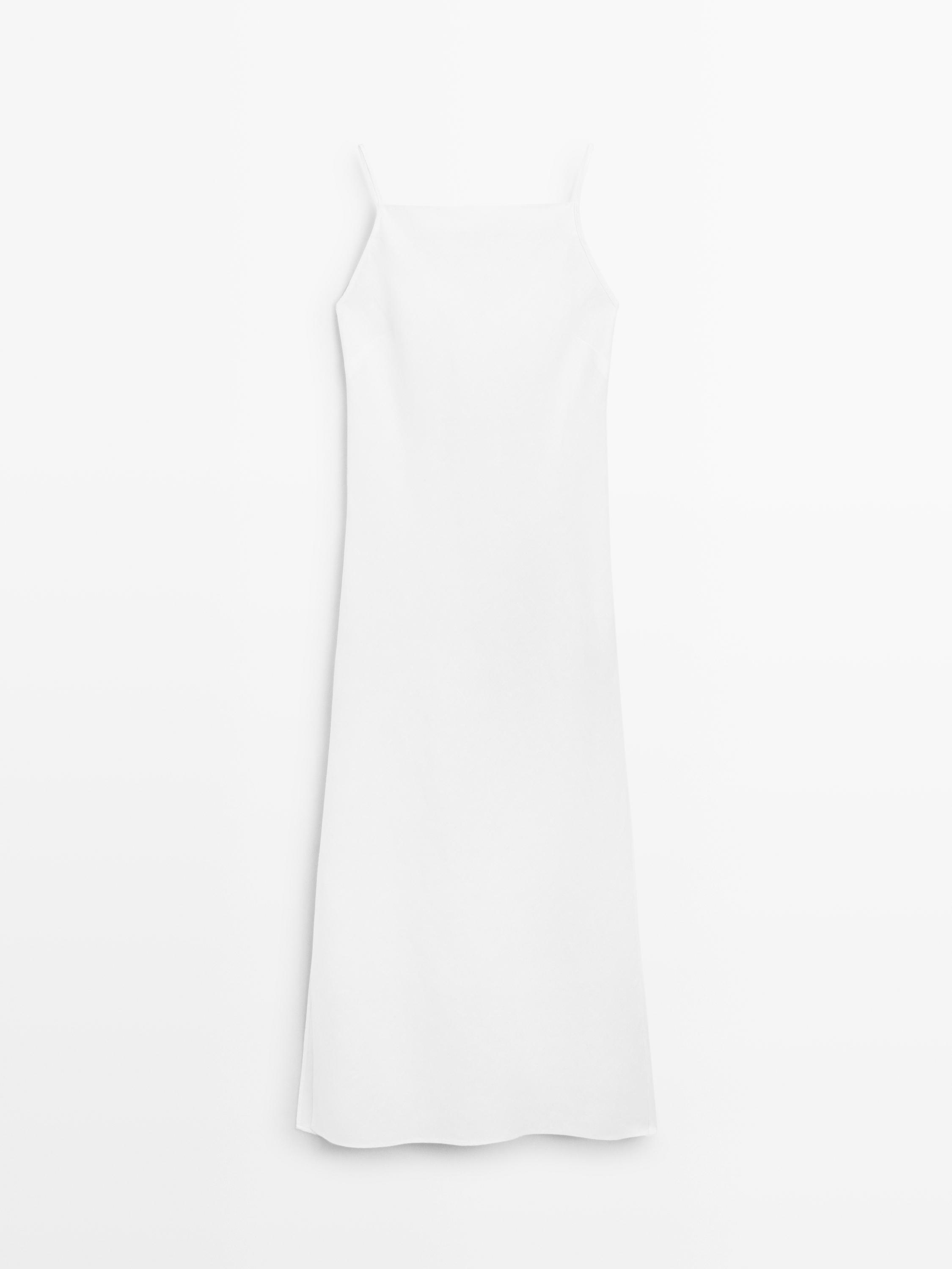 Μίντι φόρεμα με σχέδιο με λαχούρια από λινό