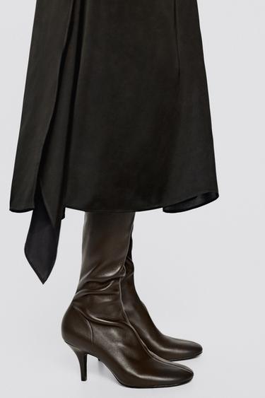 Flowing satin skirt with split detail - LIMITED EDITION — DARK GREEN 3