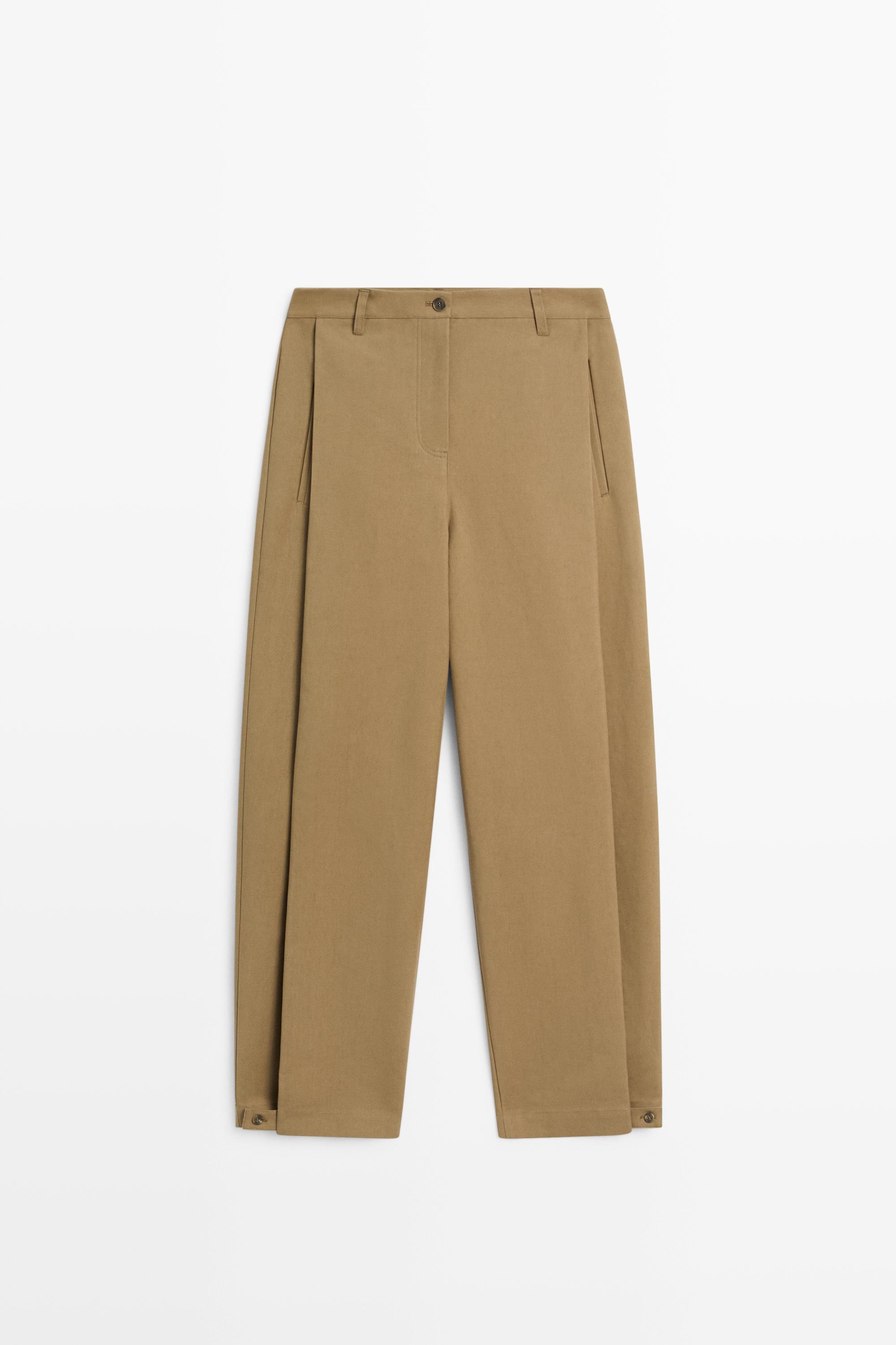 Barrel fit pants with side pleats