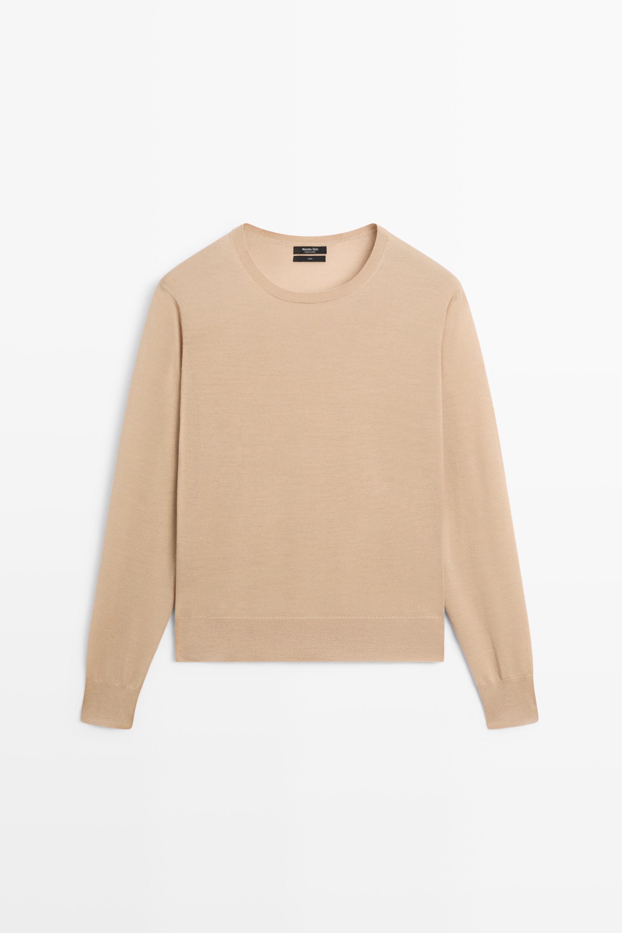 100% wool knit round neck sweater