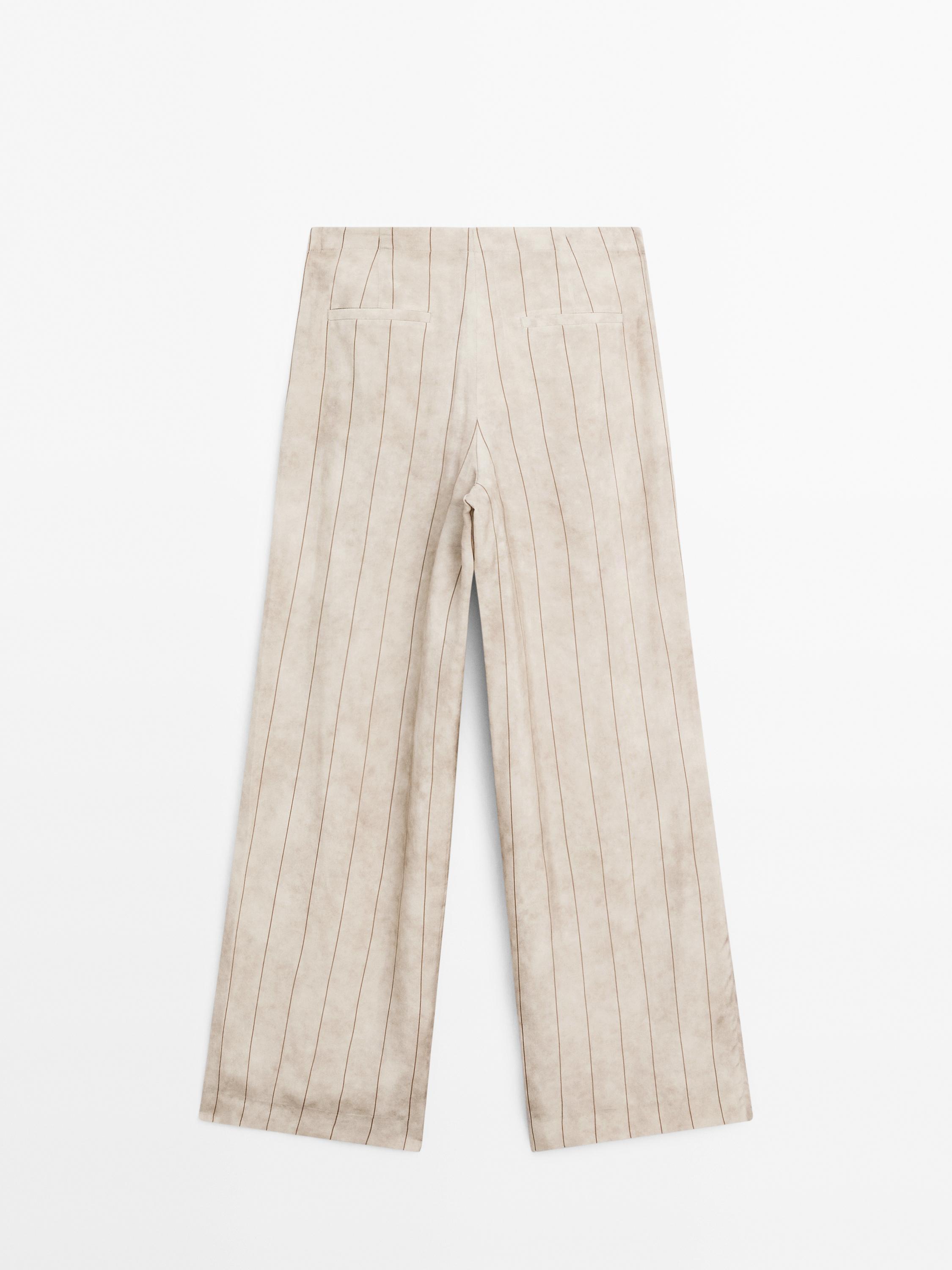 Straight-leg striped flowing trousers