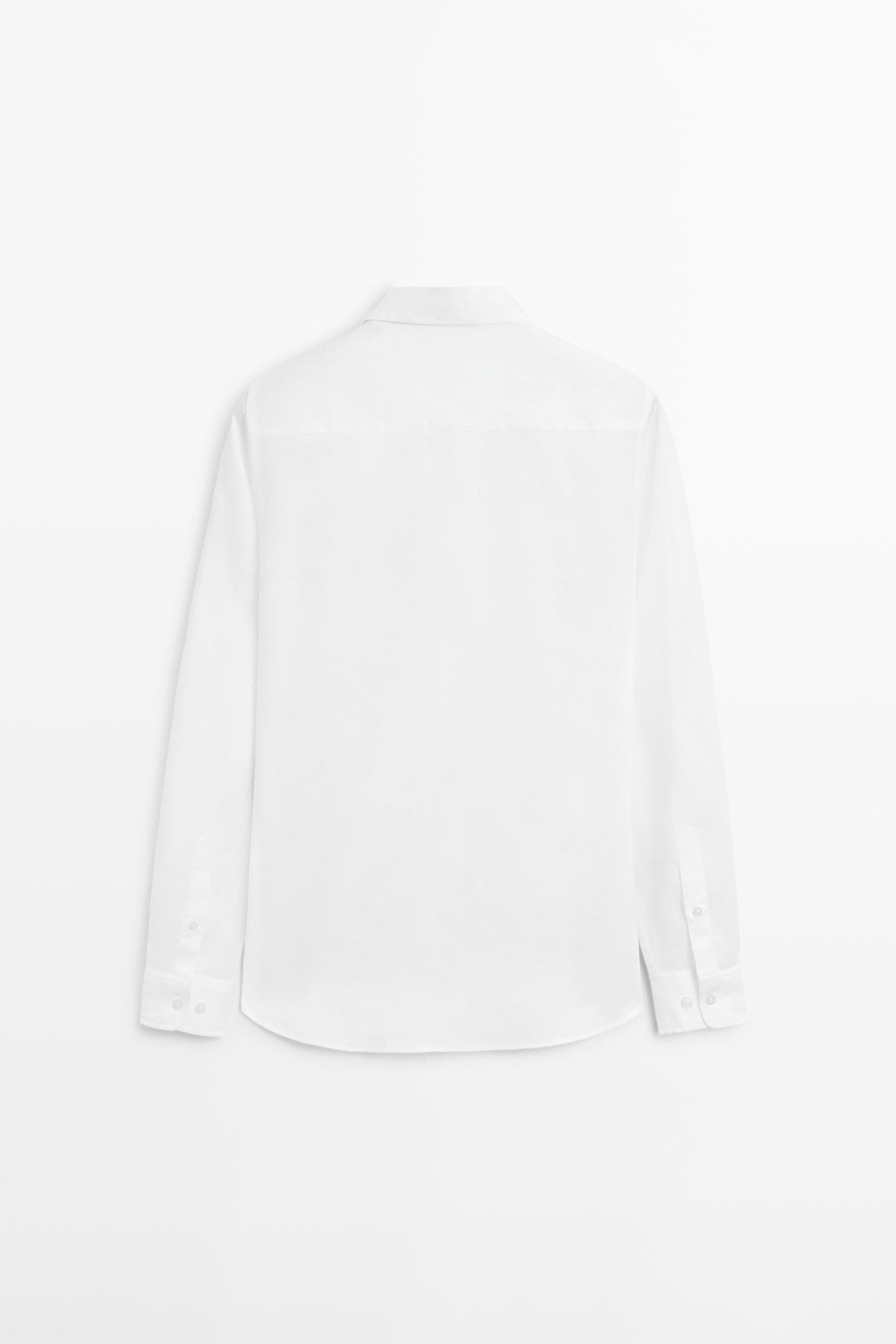 100% linen slim fit shirt — WHITE